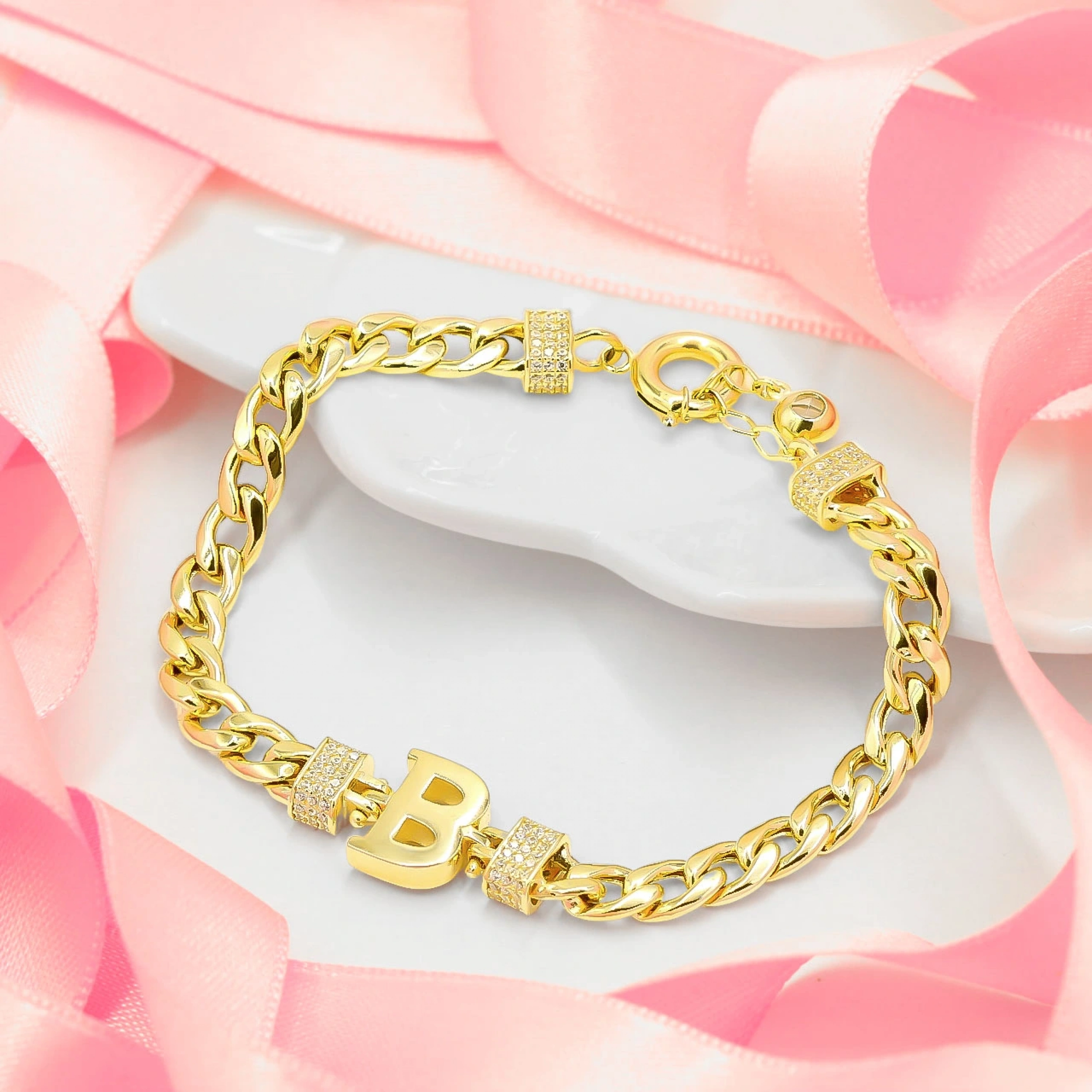 B Harfli 14 Ayar Altın Bileklik