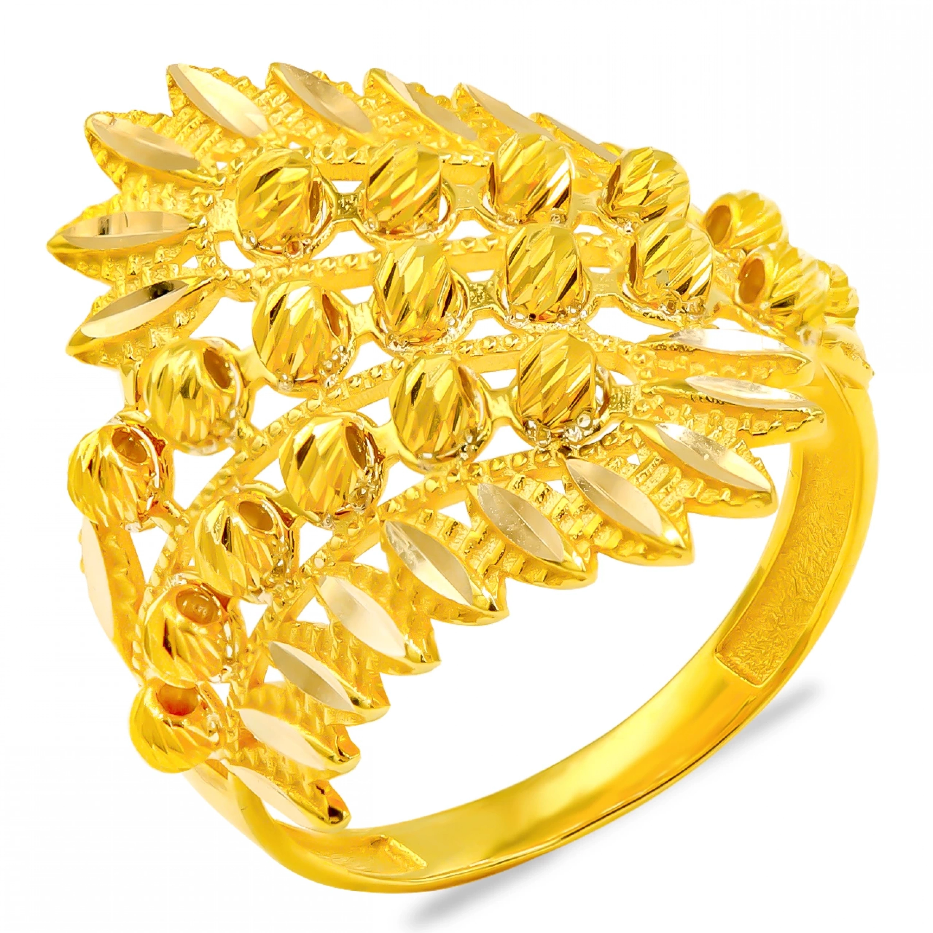 Yaprak Desen Dorika 14 Ayar Altın Yüzük