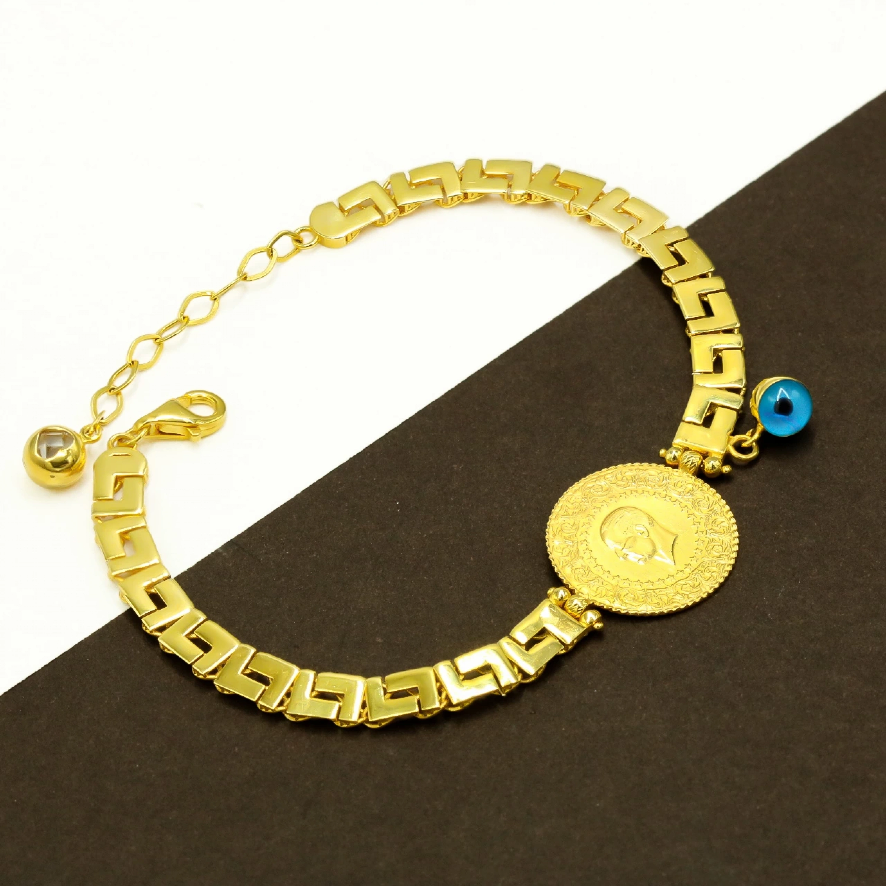 Özel Tasarım Çeyrekli 14 Ayar Altın Bileklik