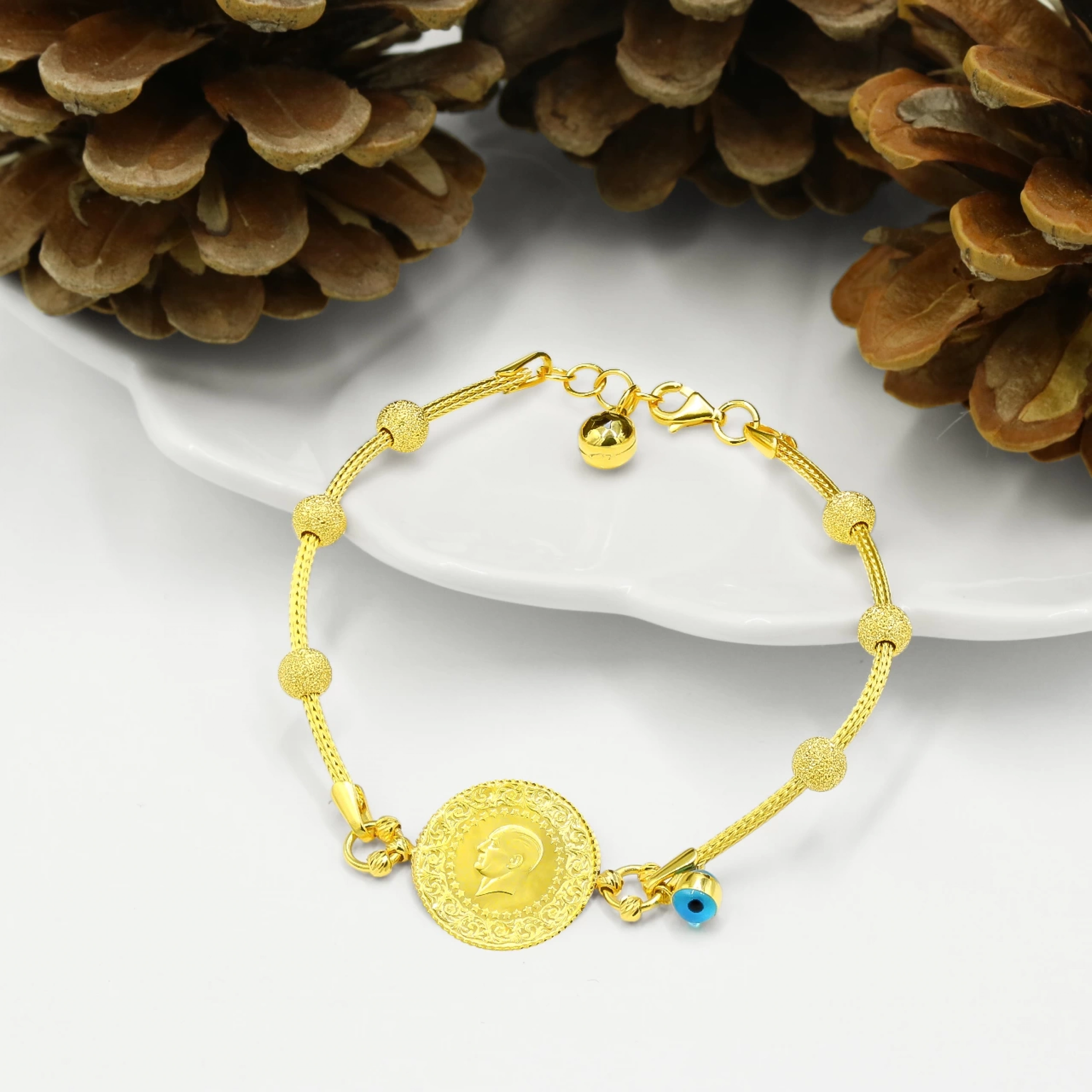 Özel Tasarım Dorika Çeyrekli 14 Ayar Altın Bileklik