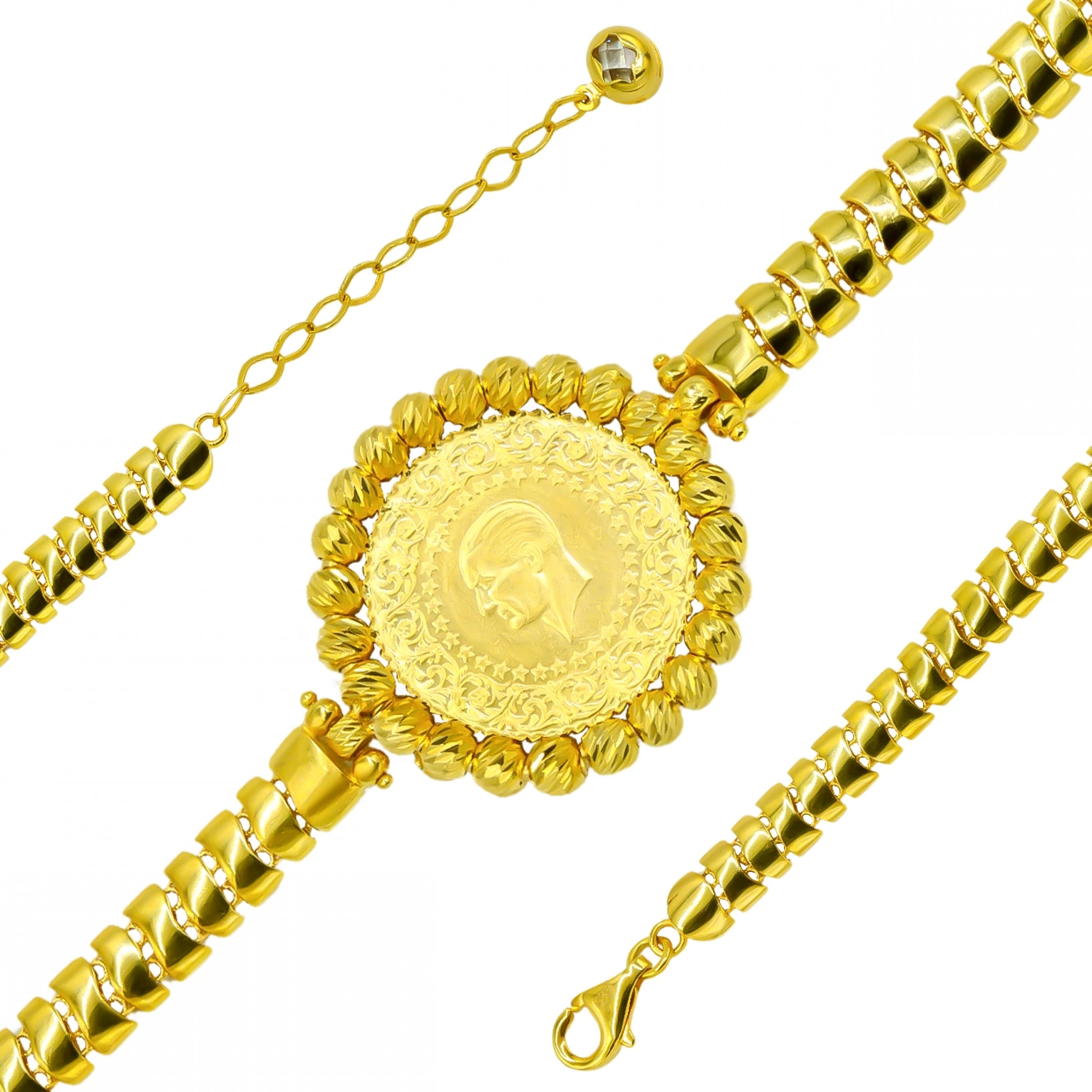 Özel Tasarım Çeyrekli 14 Ayar Altın Bileklik