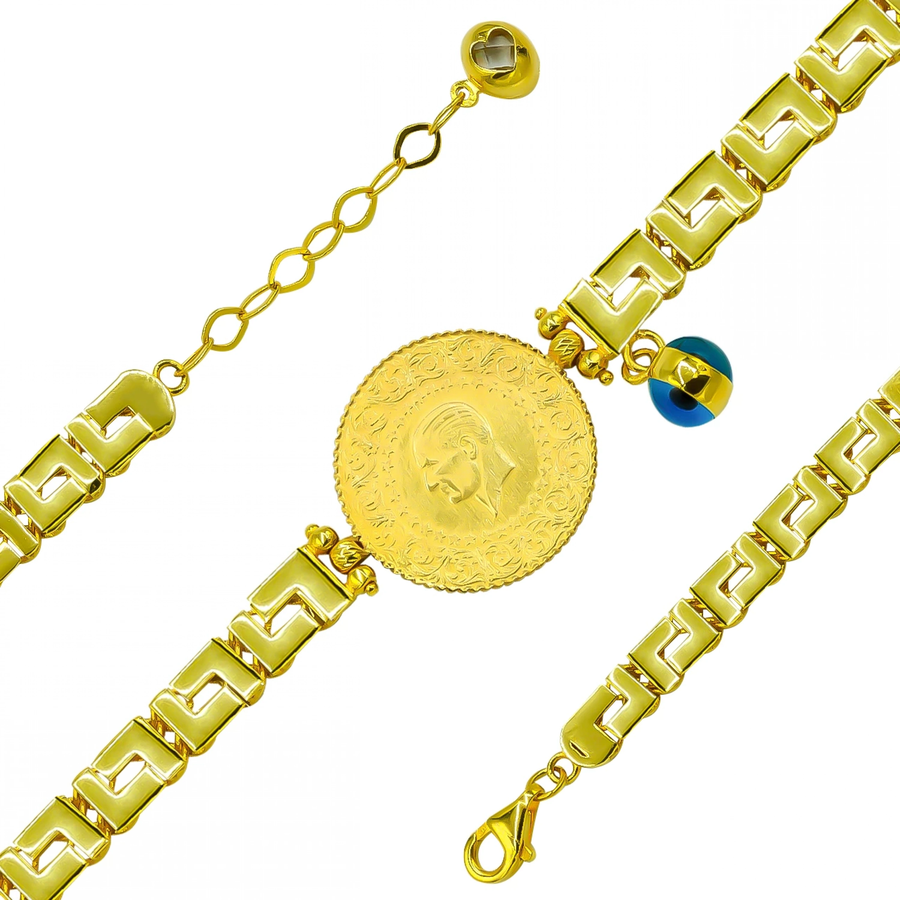 Özel Tasarım Çeyrekli 14 Ayar Altın Bileklik