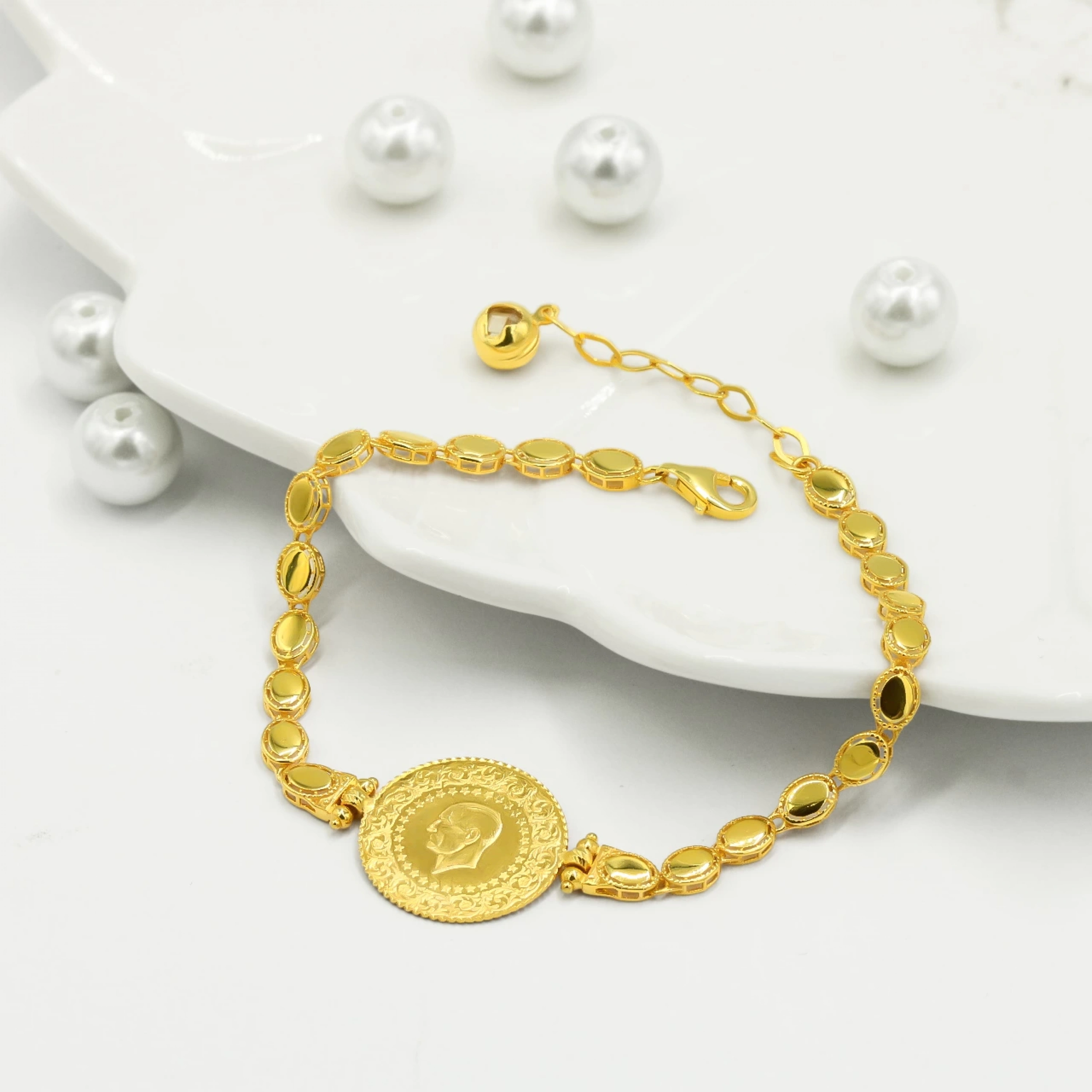 Özel Tasarım Çeyrekli 14 Ayar Altın Bileklik