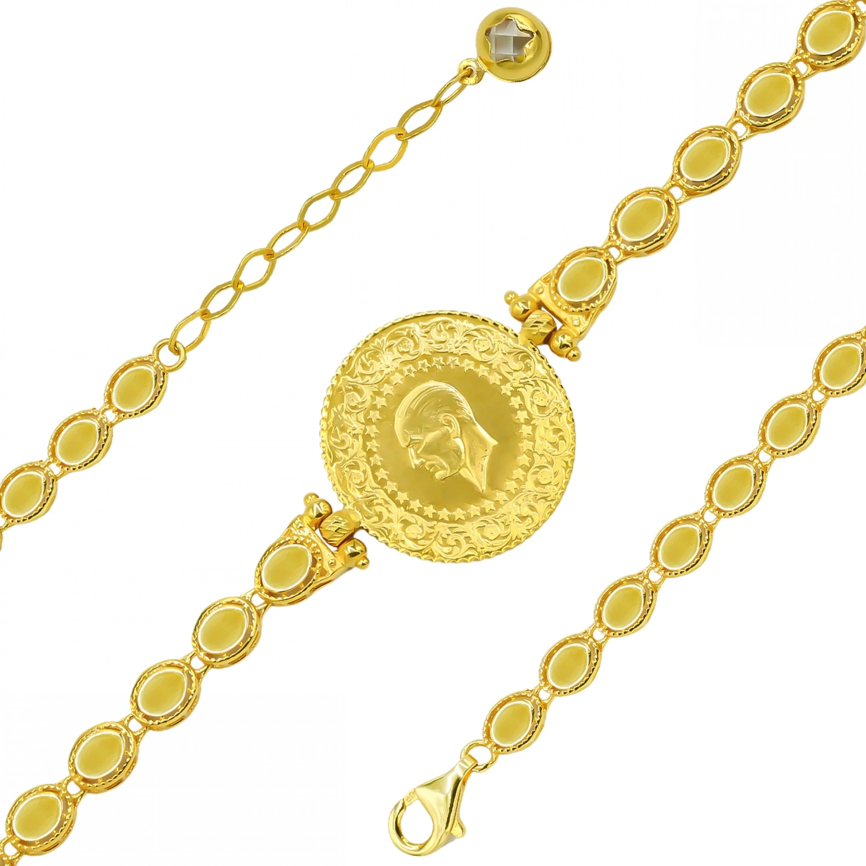 Özel Tasarım Çeyrekli 14 Ayar Altın Bileklik