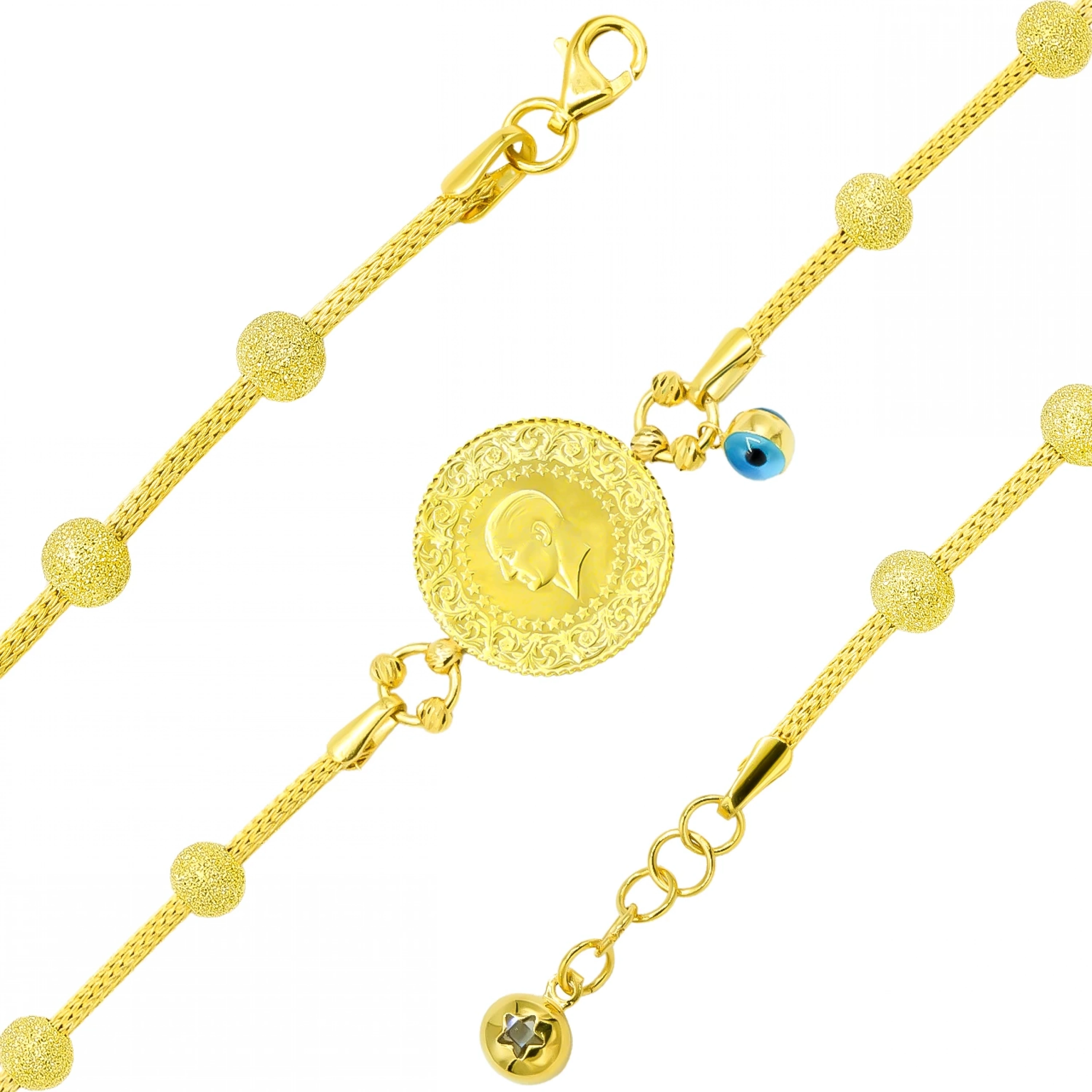 Özel Tasarım Dorika Çeyrekli 14 Ayar Altın Bileklik