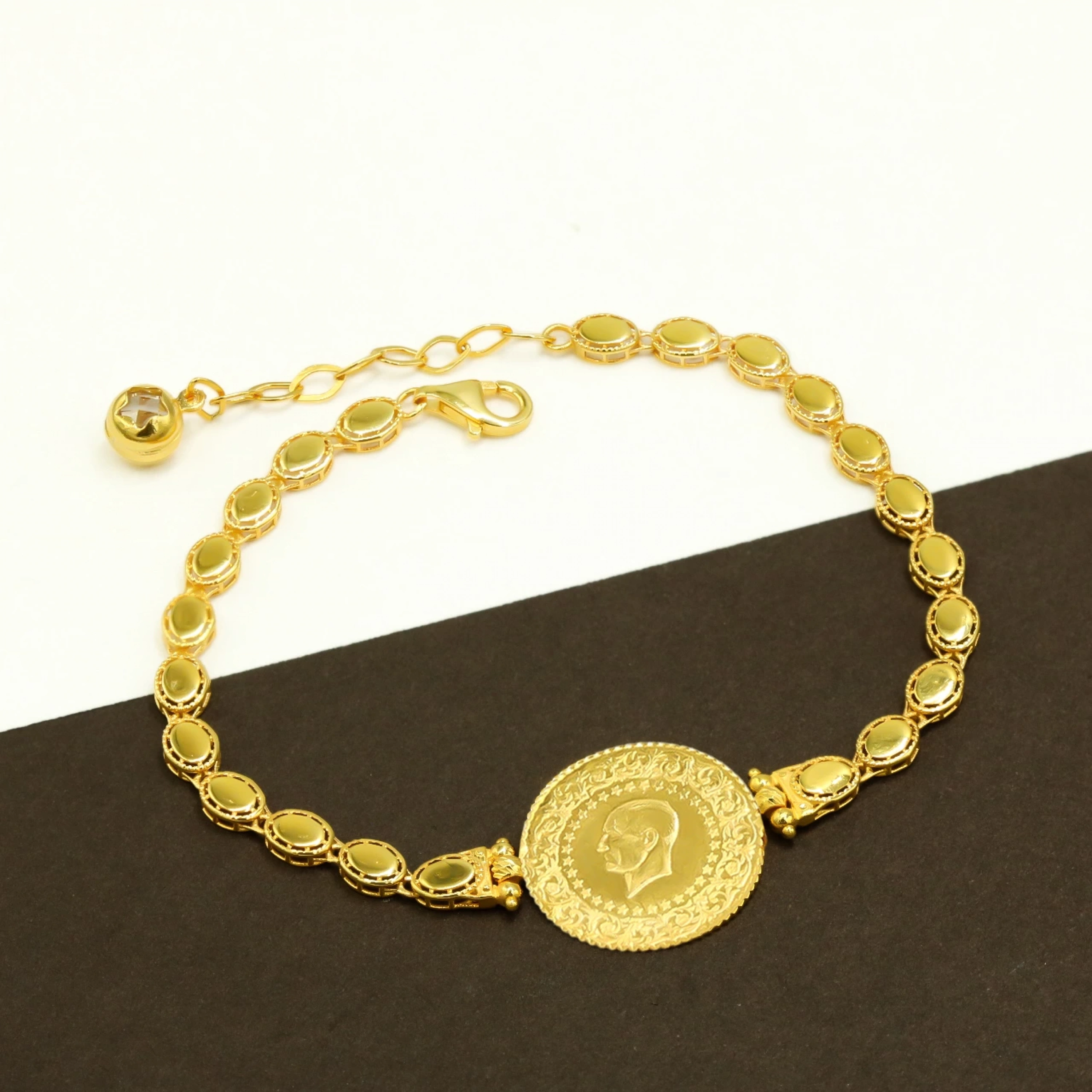 Özel Tasarım Çeyrekli 14 Ayar Altın Bileklik