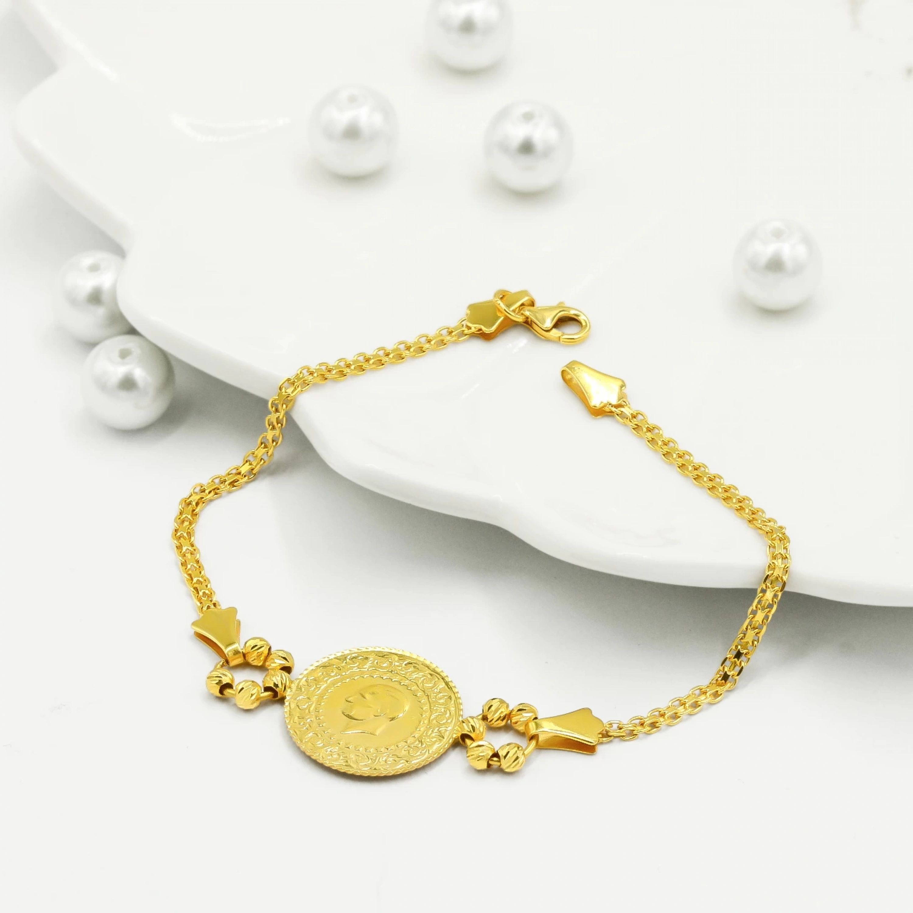 Özel Tasarım Çeyrekli 22 Ayar Altın Bileklik