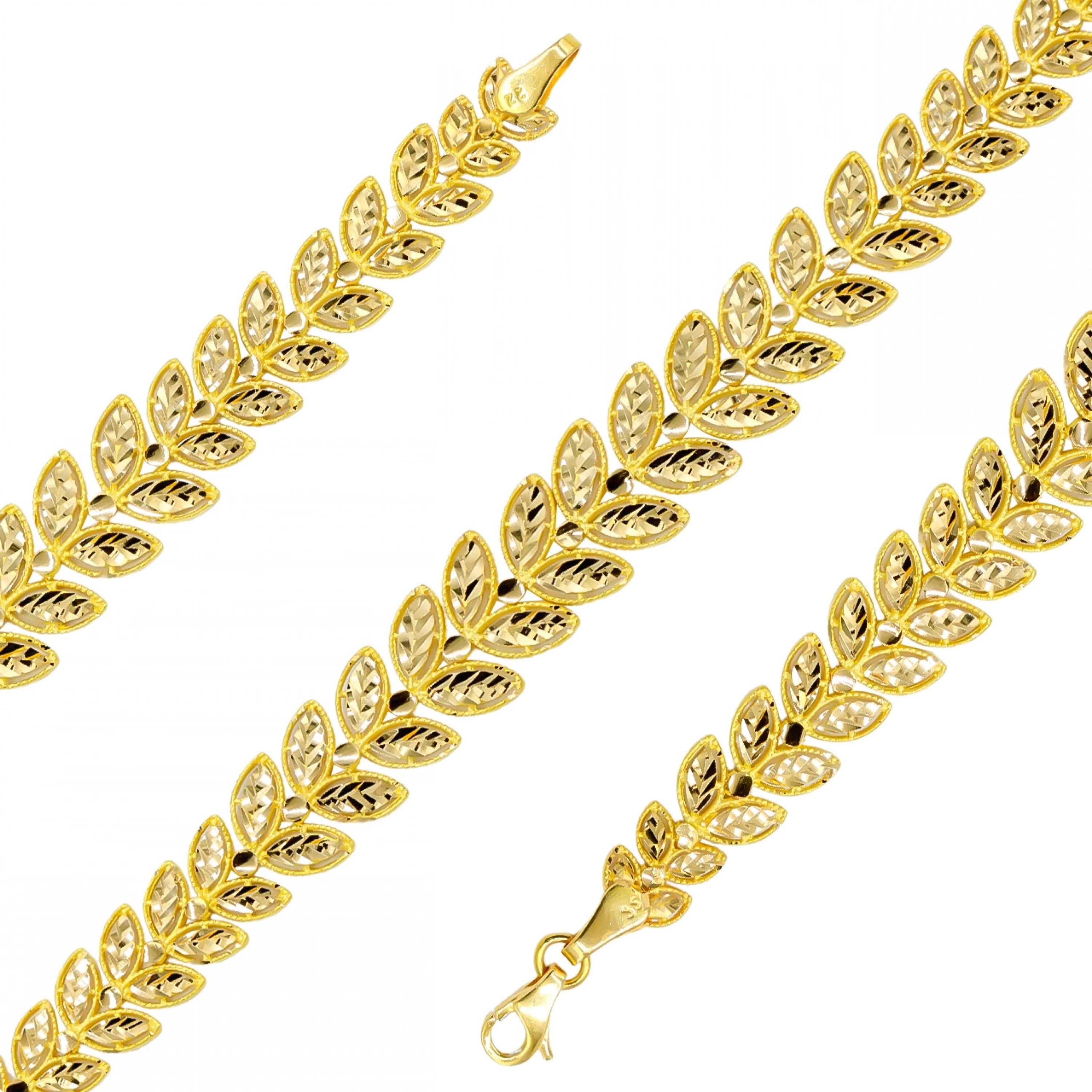 Yaprak Desen 22 Ayar Altın Bileklik