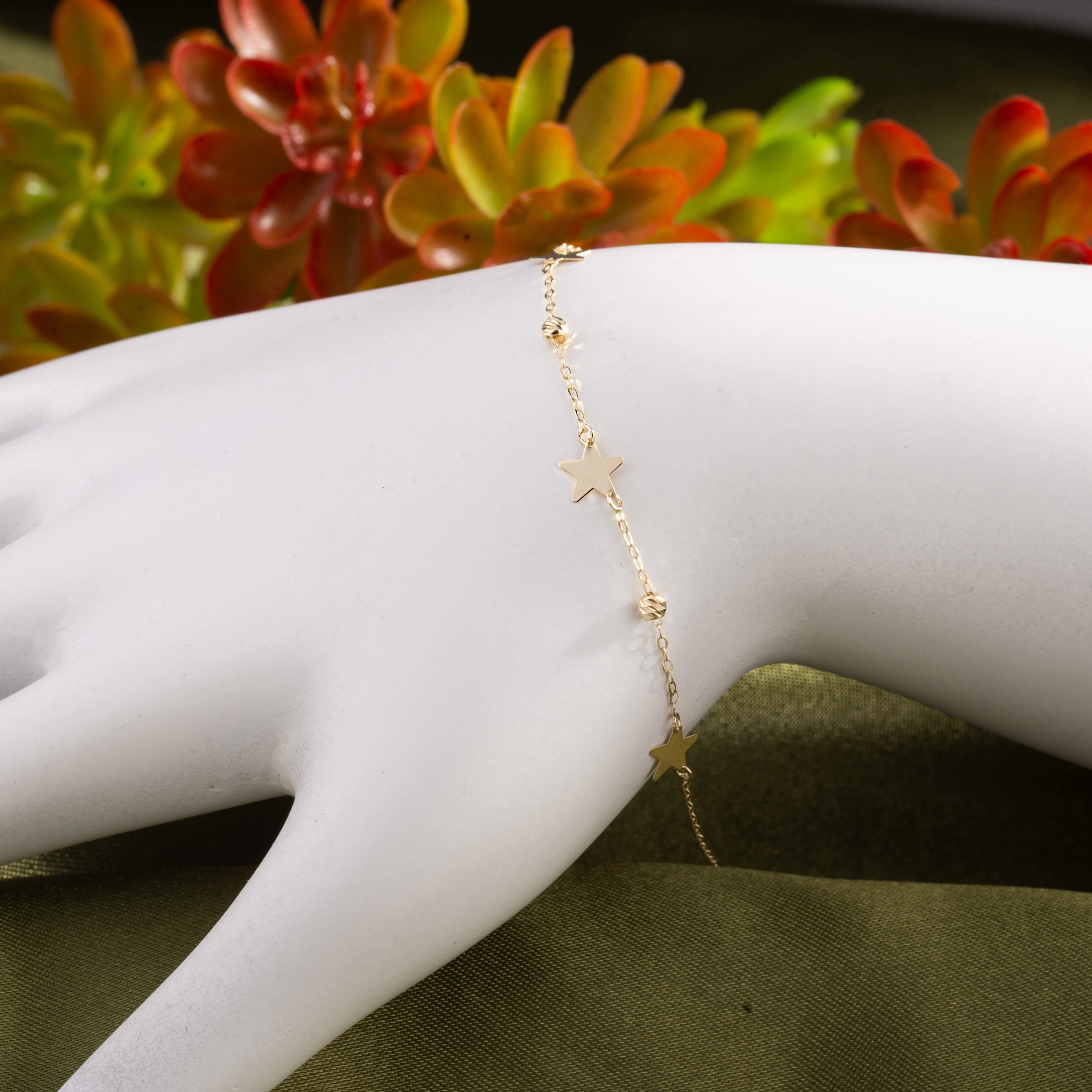 Yıldızlı 14 Ayar Altın Bileklik