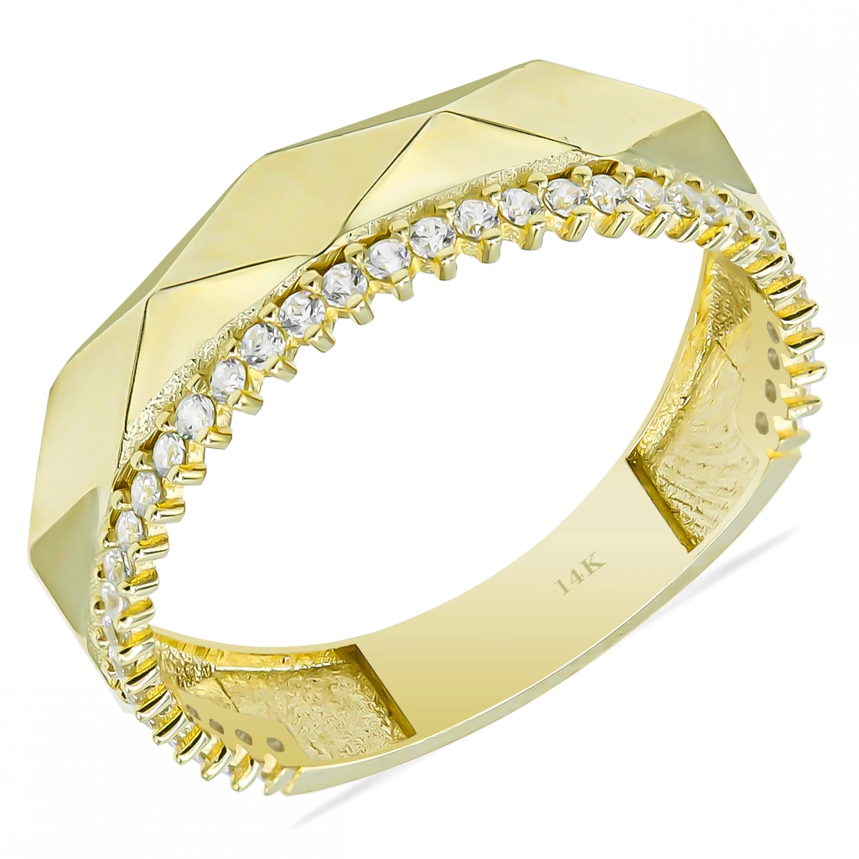 Piramit Desenli 14 Ayar Altın Yüzük