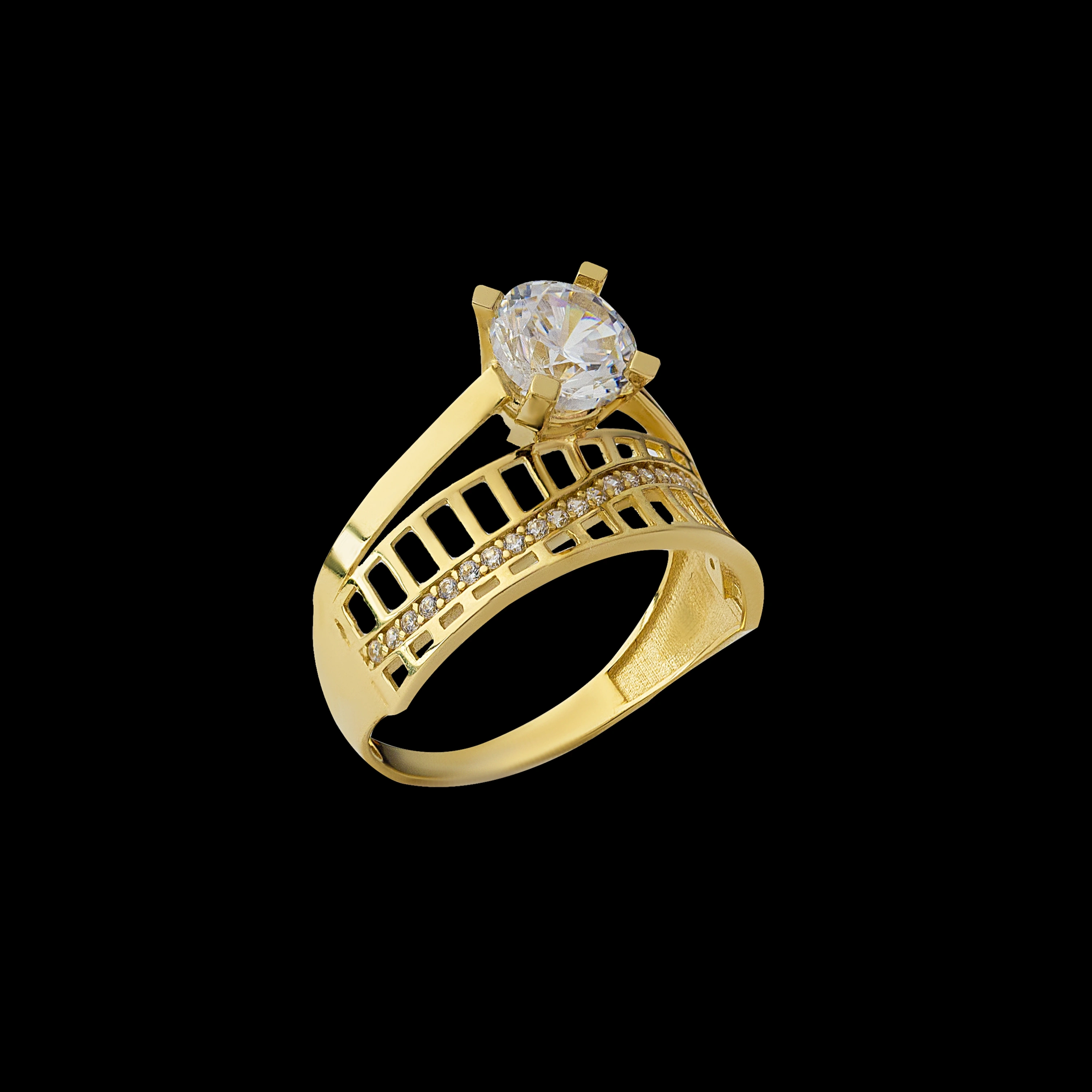 Tektaş Dikdörtgen Kesim 14 Ayar Altın Yüzük