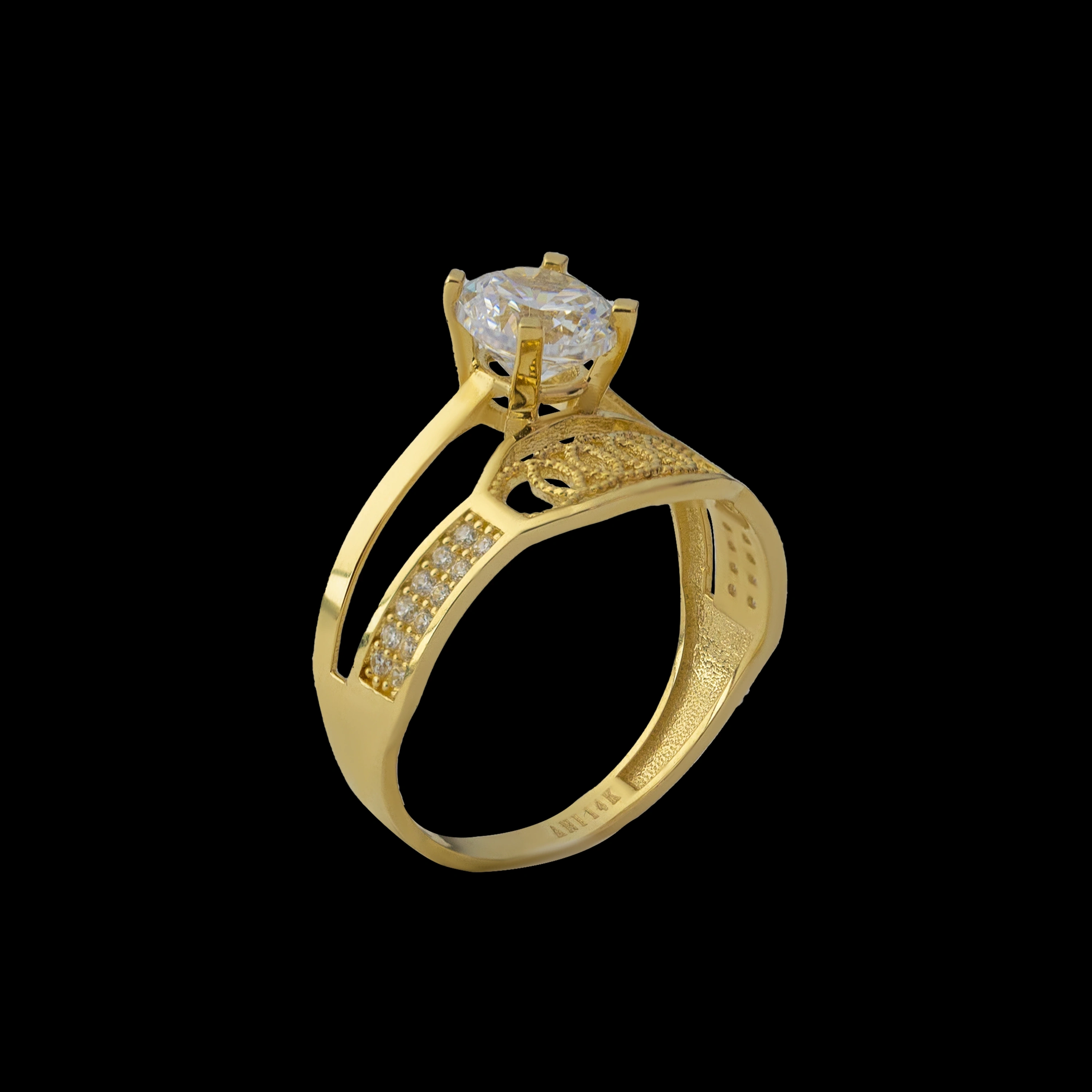 Tektaş Dikdörtgen Kesim 14 Ayar Altın Yüzük