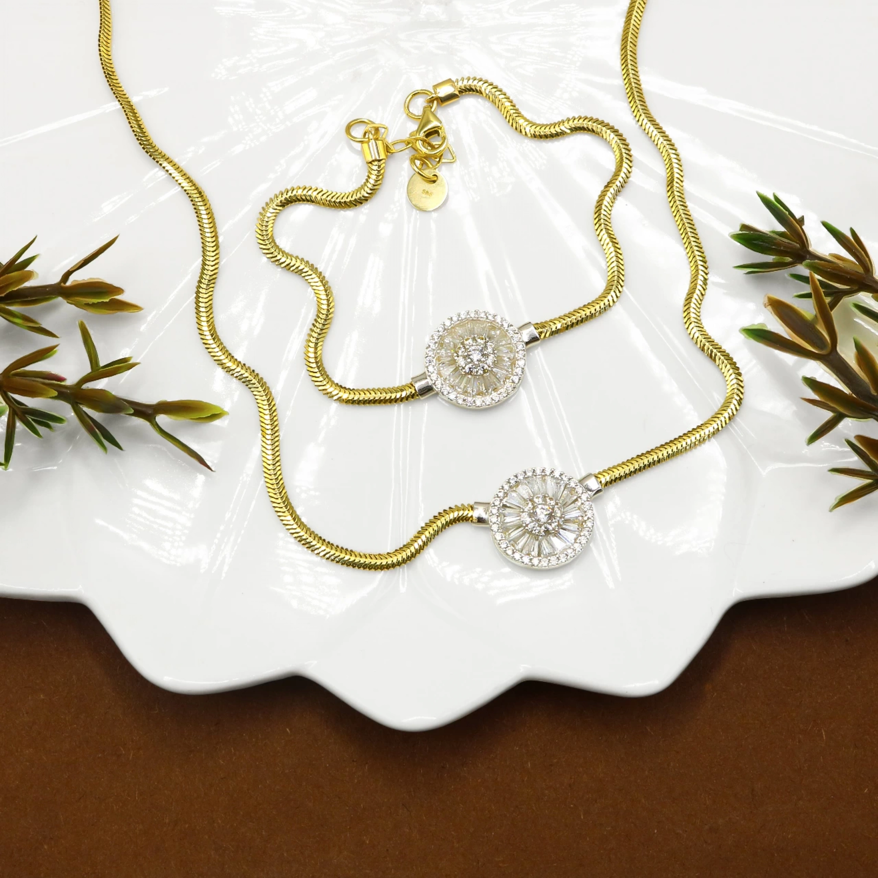 Pırlanta Tasarım 14 Ayar İkili Altın Set