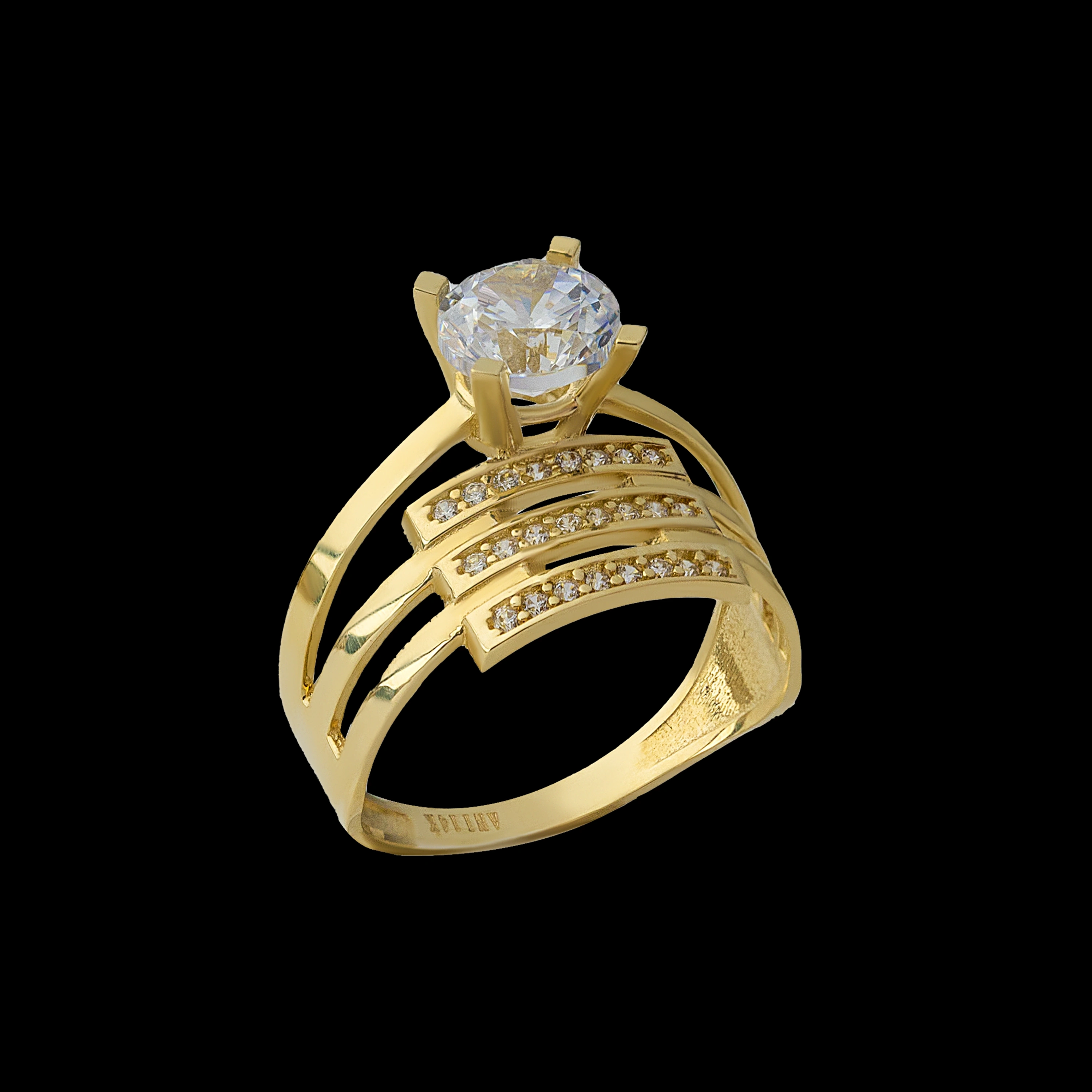 Tektaş Kaburga Kesim 14 Ayar Altın Yüzük