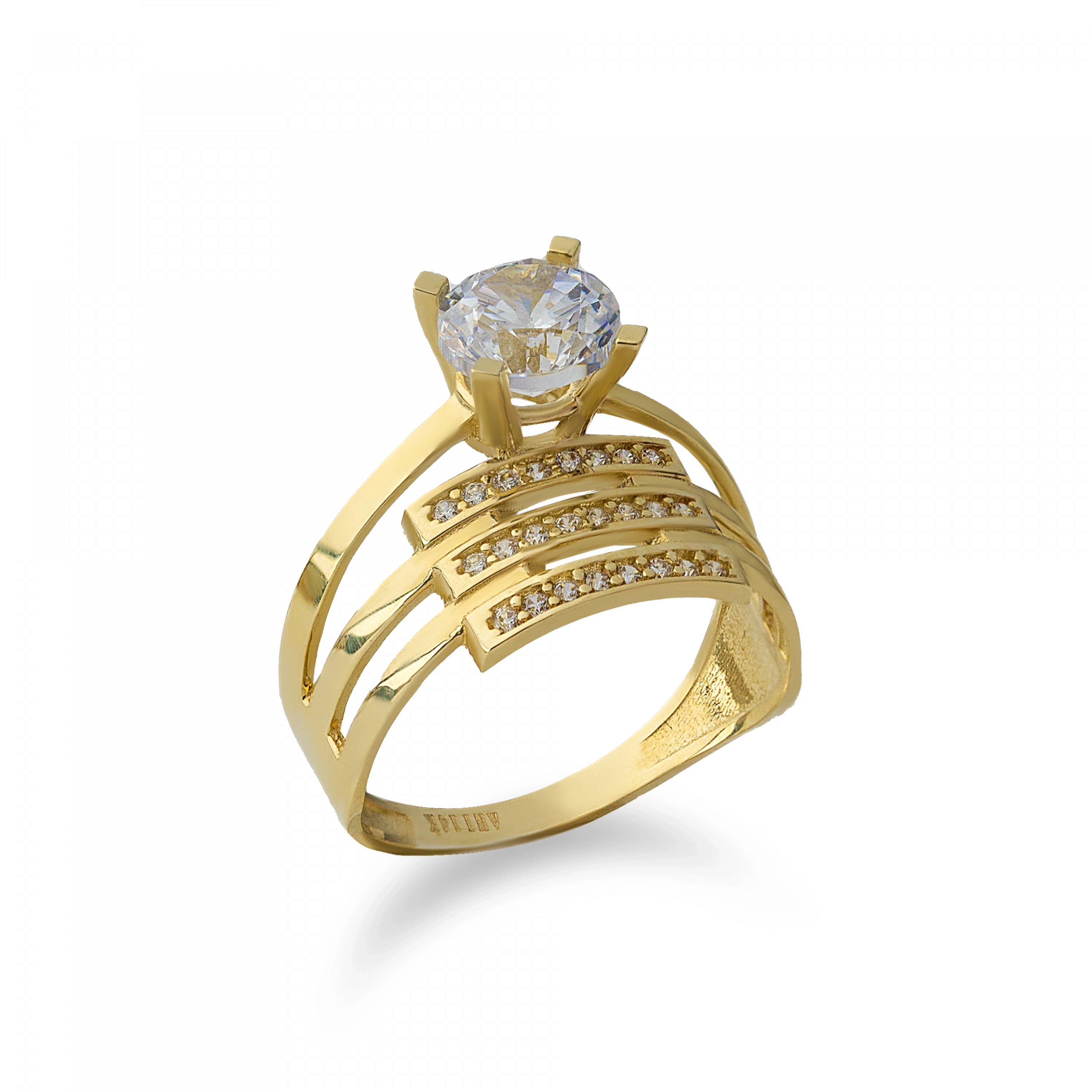 Tektaş Kaburga Kesim 14 Ayar Altın Yüzük