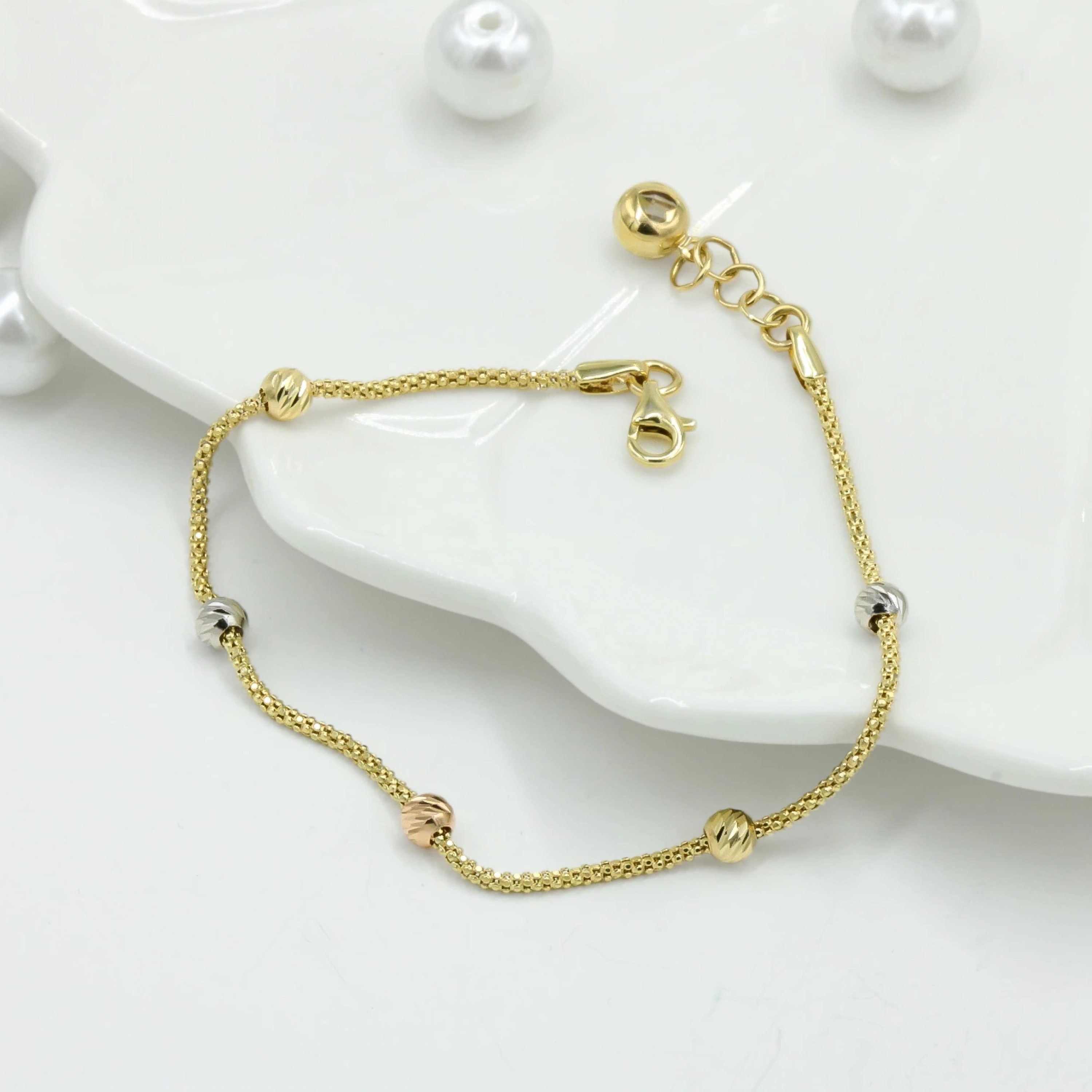 Popcorn Zincir Dorika 14 Ayar Altın Bileklik