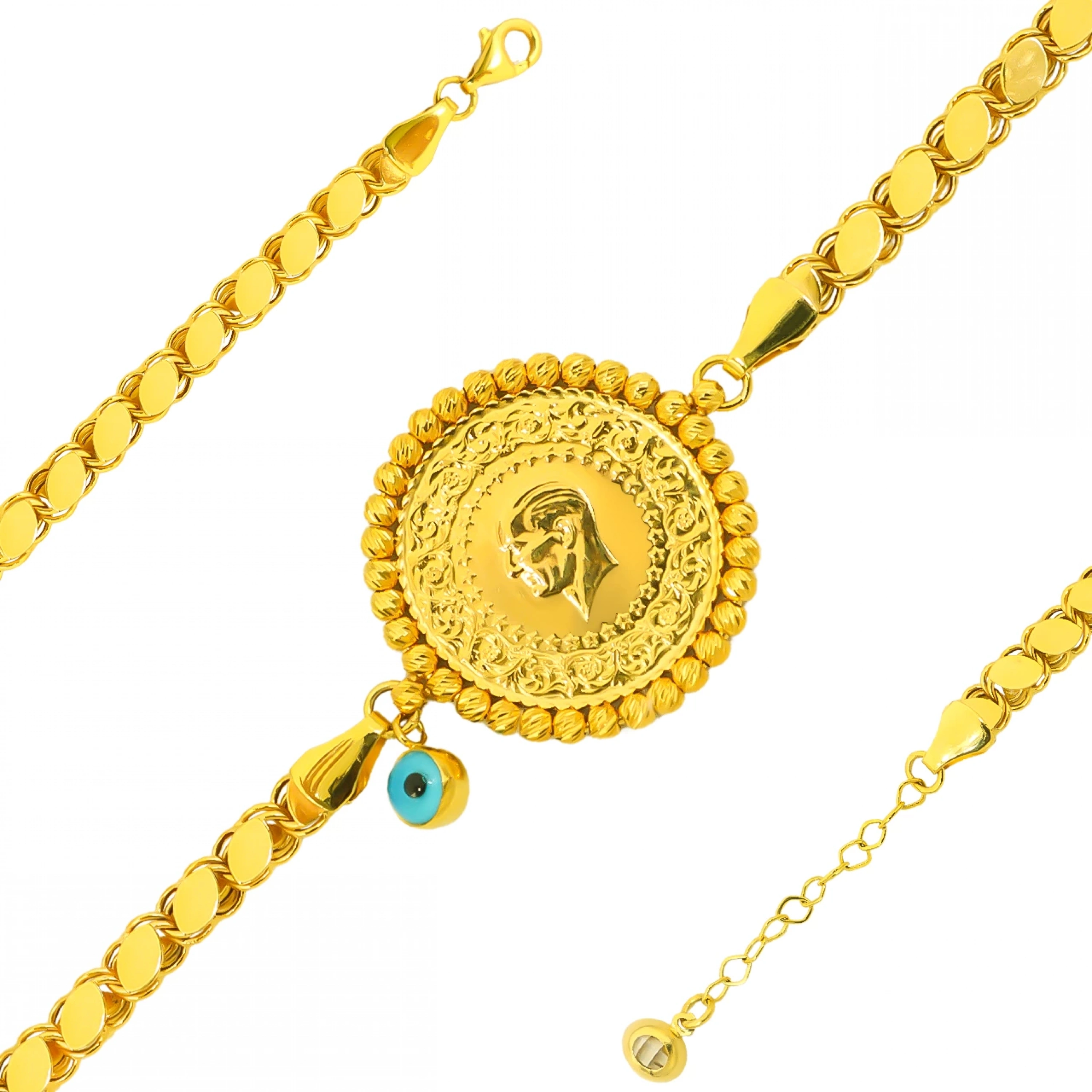 Pullu 14 Ayar Yarım Altın Bileklik