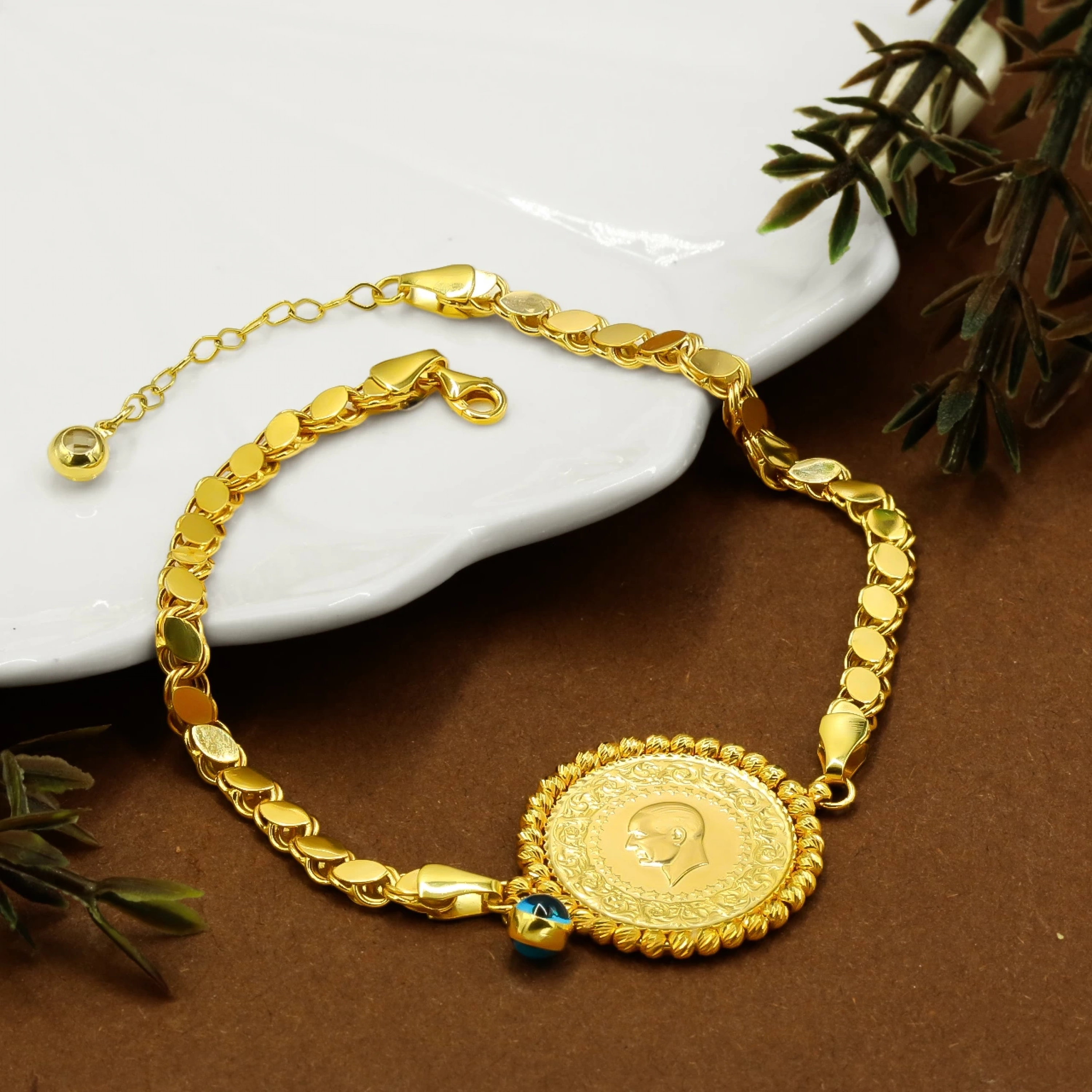 Pullu 14 Ayar Yarım Altın Bileklik