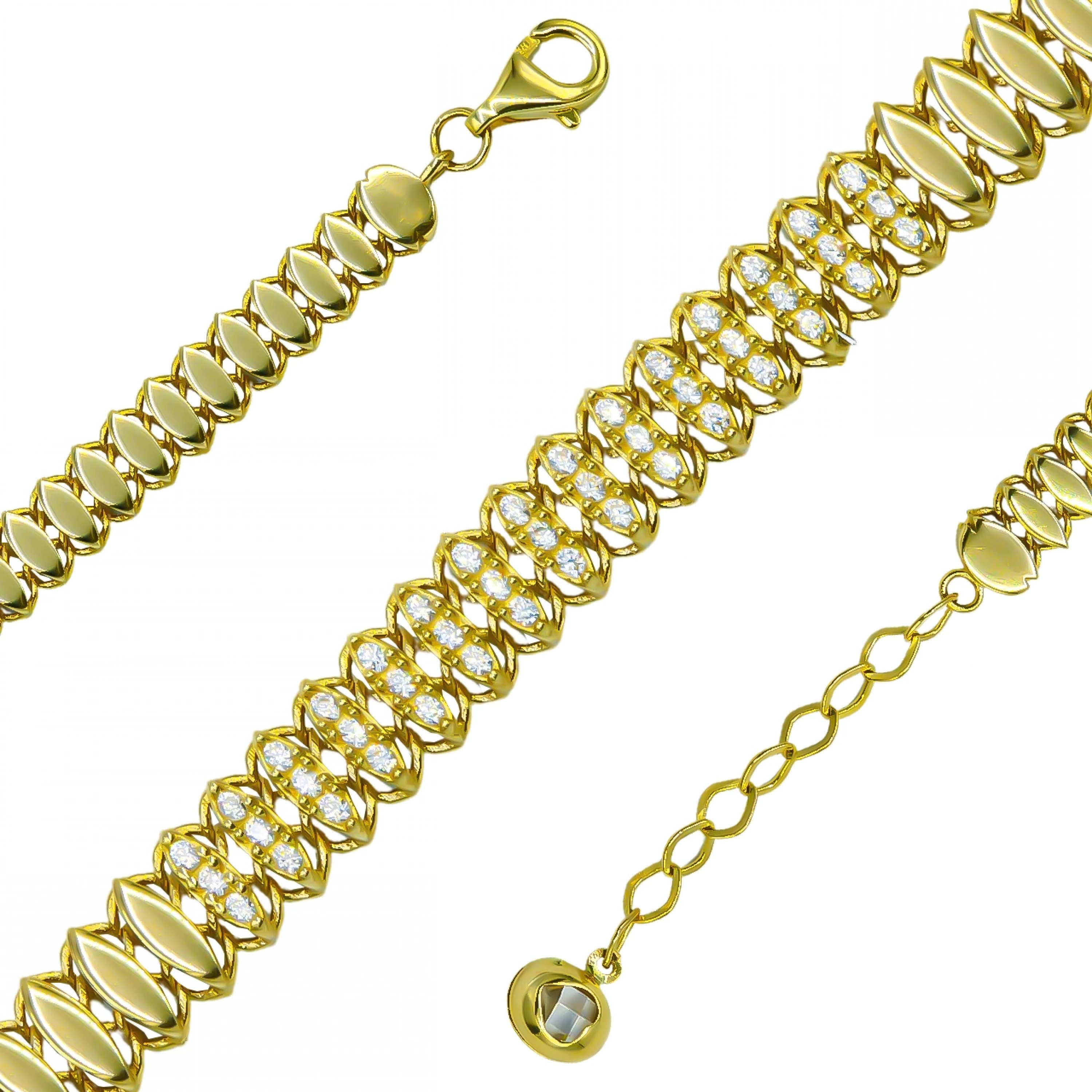 Pullu Taşlı 14 Ayar Altın Bileklik