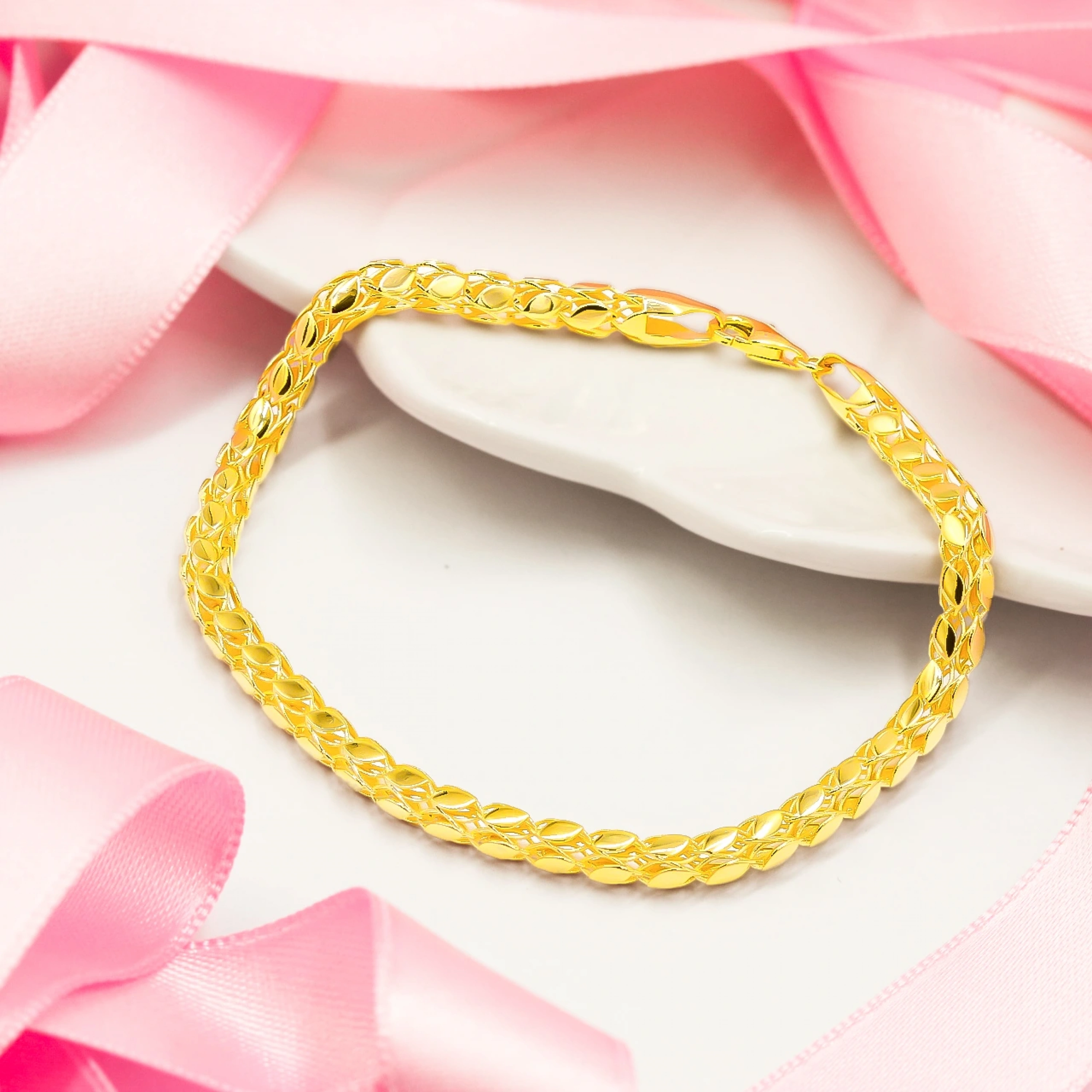 Pullu ve Halat 14 Ayar Altın Bileklik