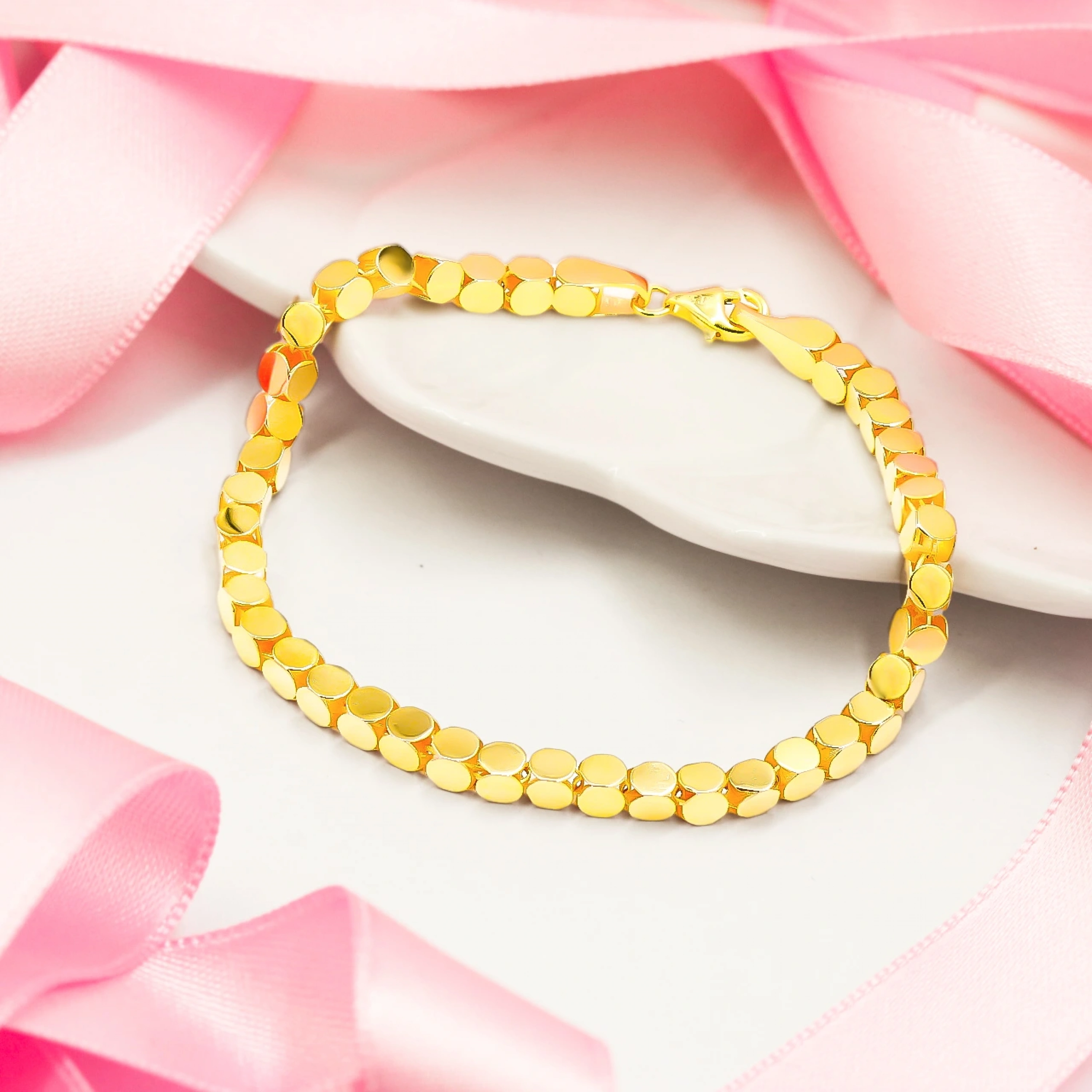 Yuvarlak Kesim 14 Ayar Altın Bileklik