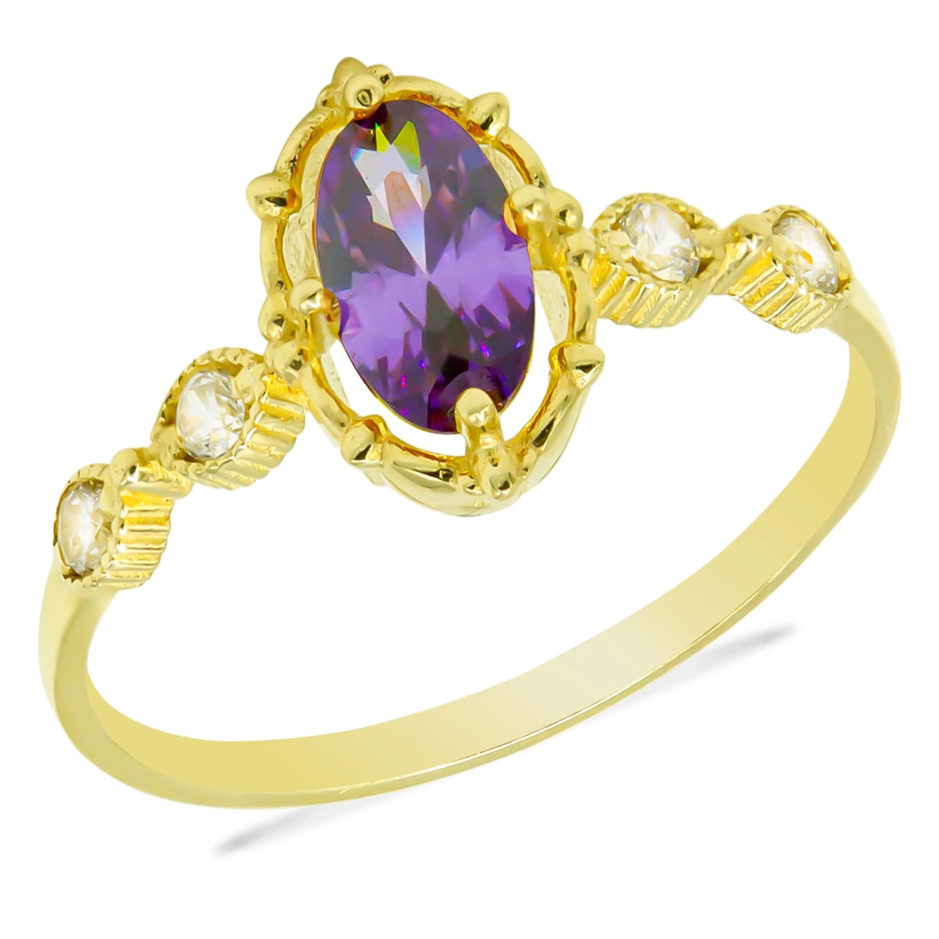 Renkli Taşlı 14 Ayar Altın Yüzük