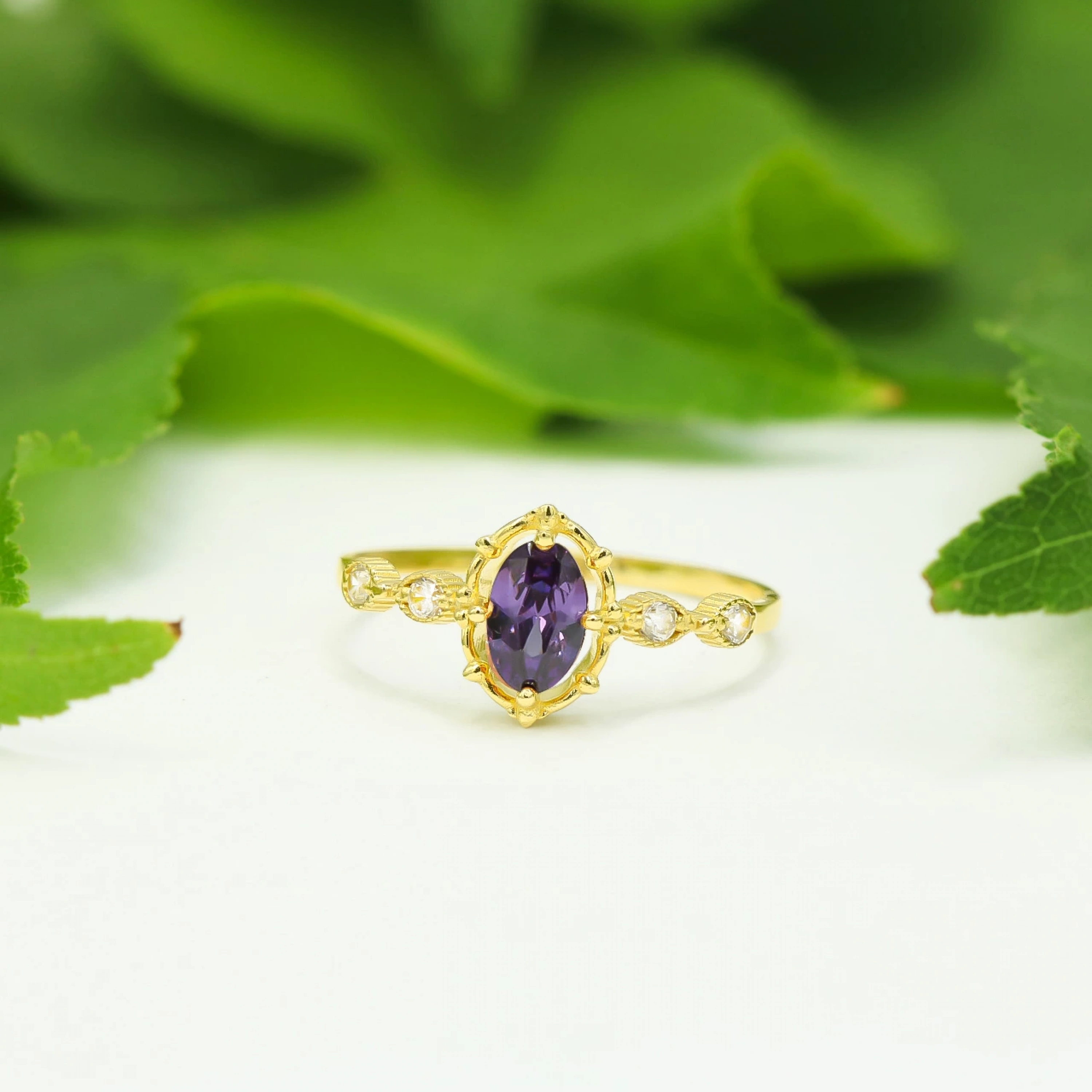 Renkli Taşlı 14 Ayar Altın Yüzük