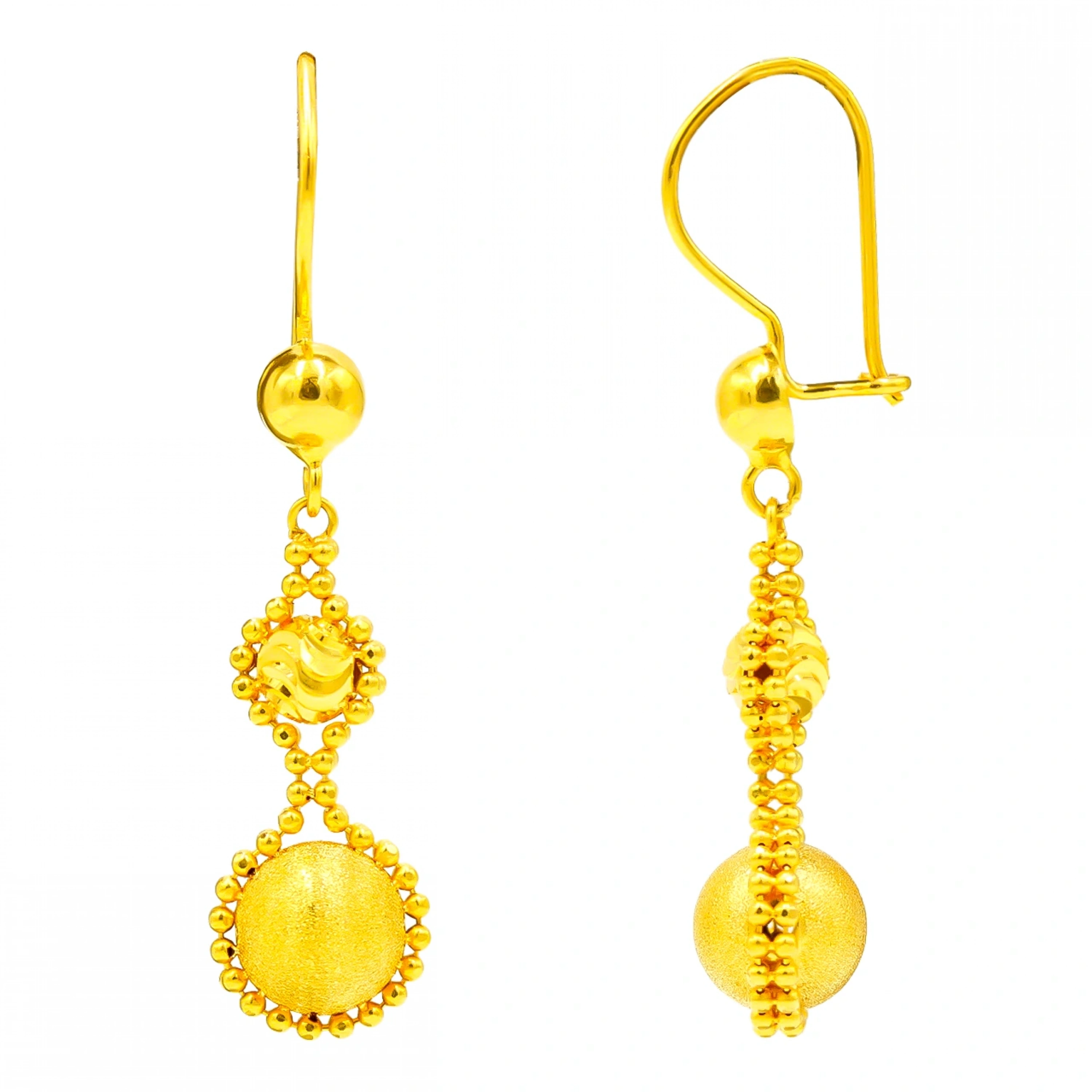 Dorika Toplu Sallantılı 22 Ayar Altın Küpe