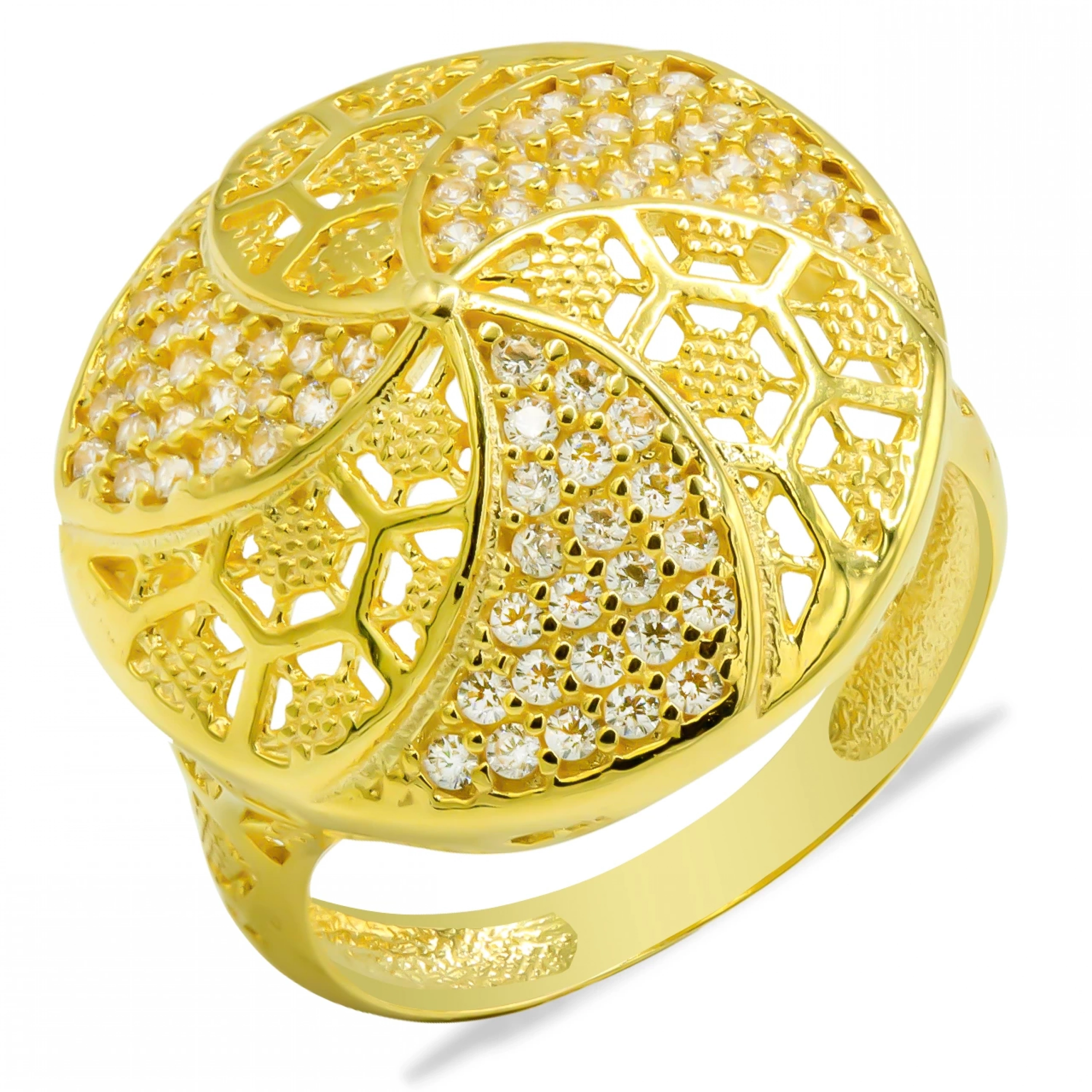 Rüzgar Gülü Taşlı 14 Ayar Altın Yüzük