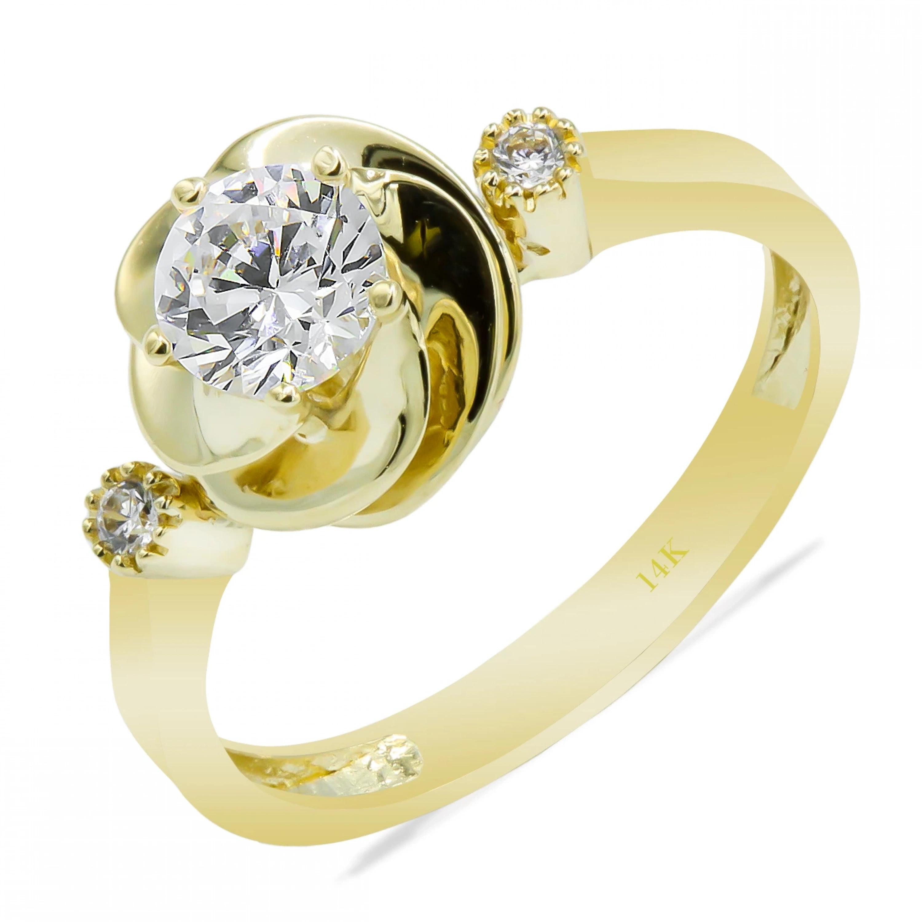 Rüzgar Gülü Tektaş 14 Ayar Altın Yüzük