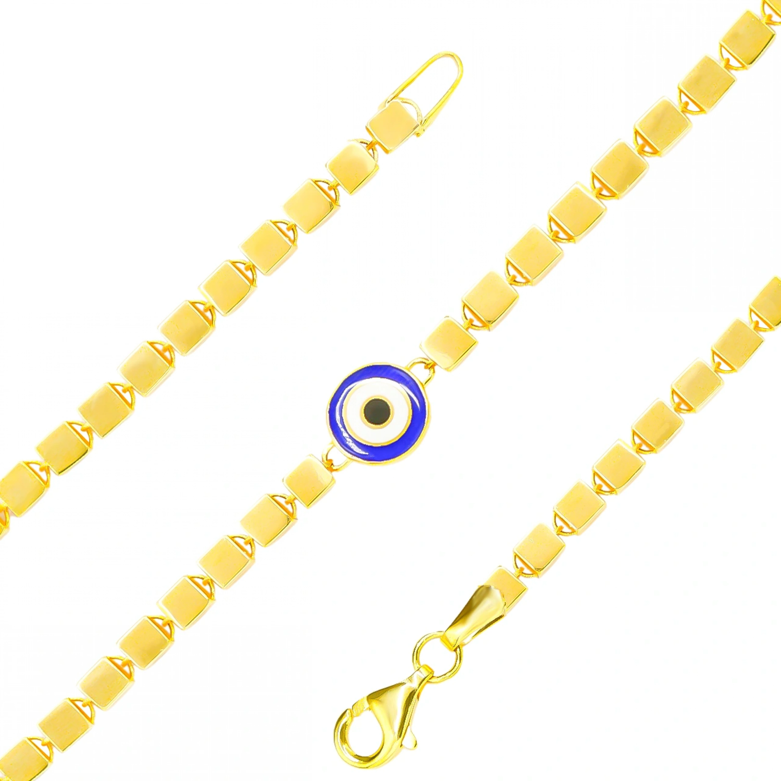 Nazar Boncuklu Kare 14 Ayar Altın Bileklik