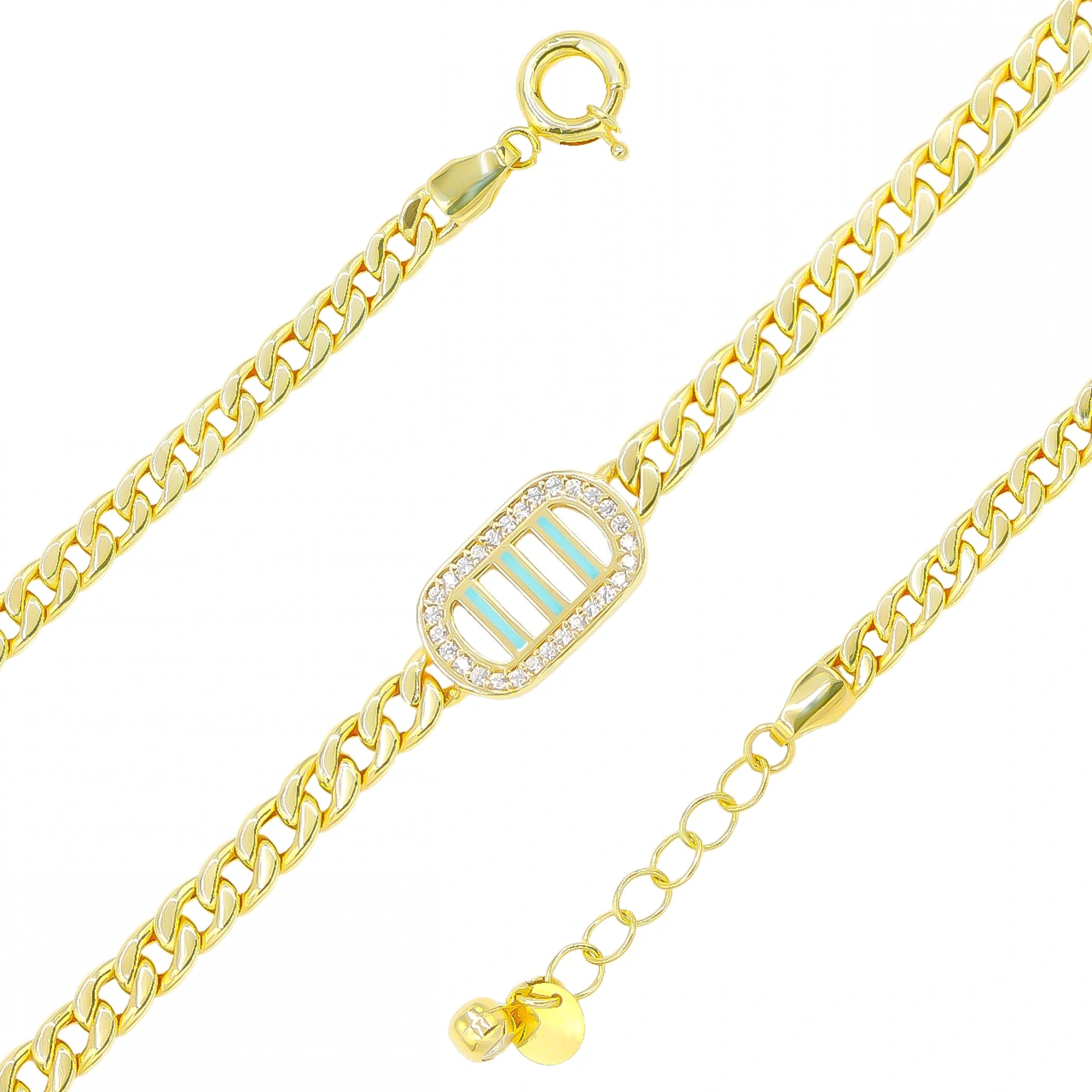 Mavi Çizgili 14 Ayar Altın Bileklik