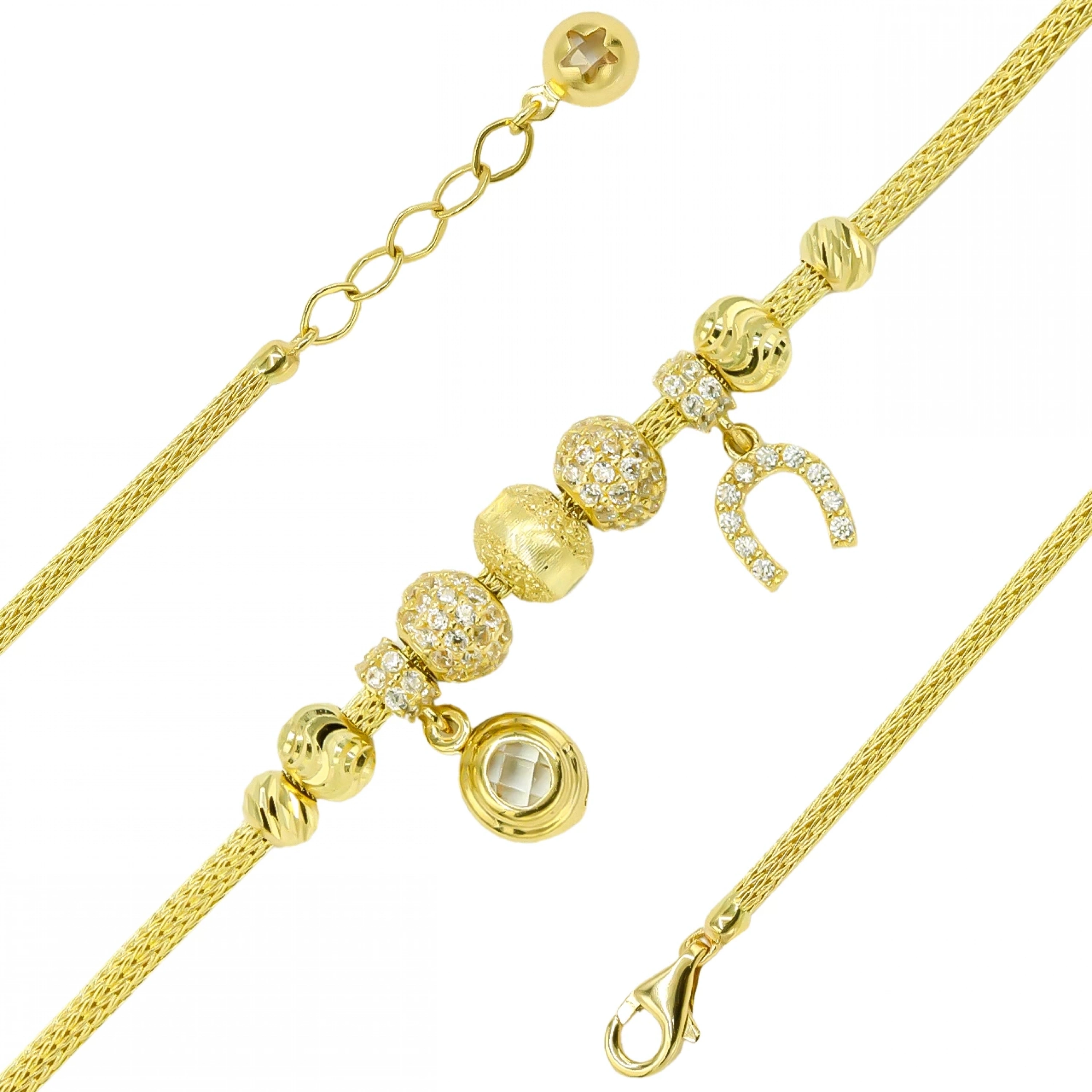 Sallantılı Charm 14 Ayar Altın Bileklik