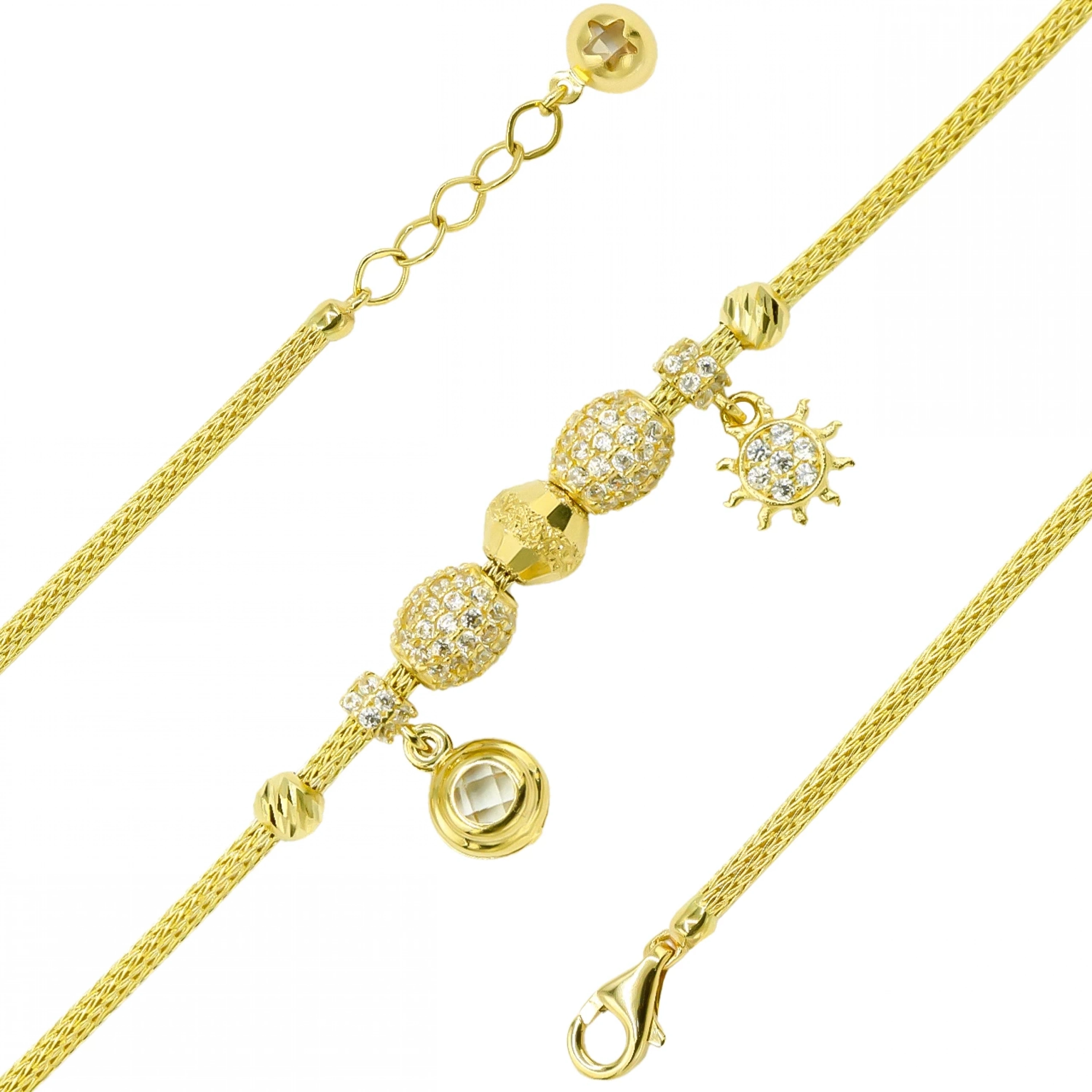 Sallantılı Charm 14 Ayar Altın Bileklik