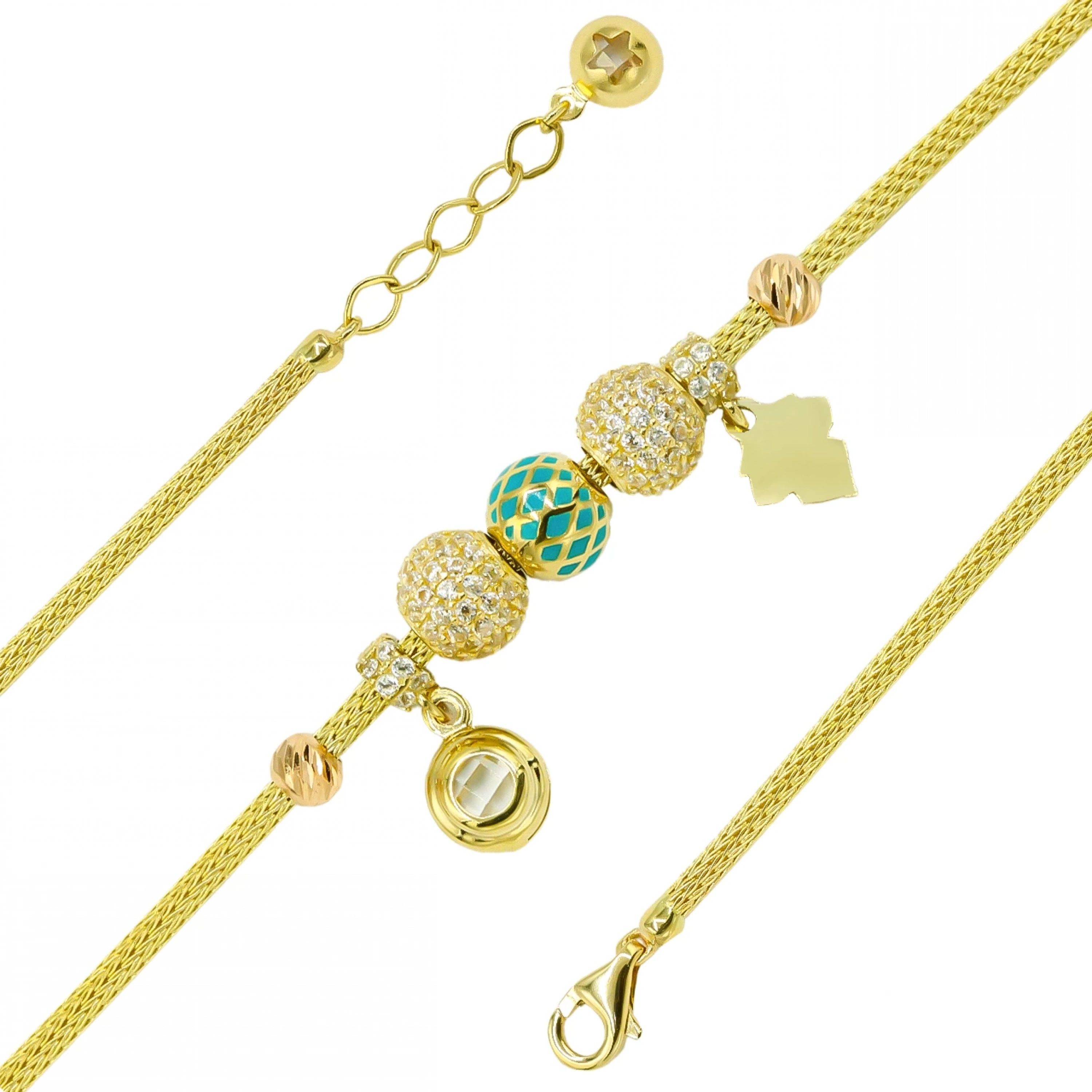 Sallantılı Charm 14 Ayar Altın Bileklik