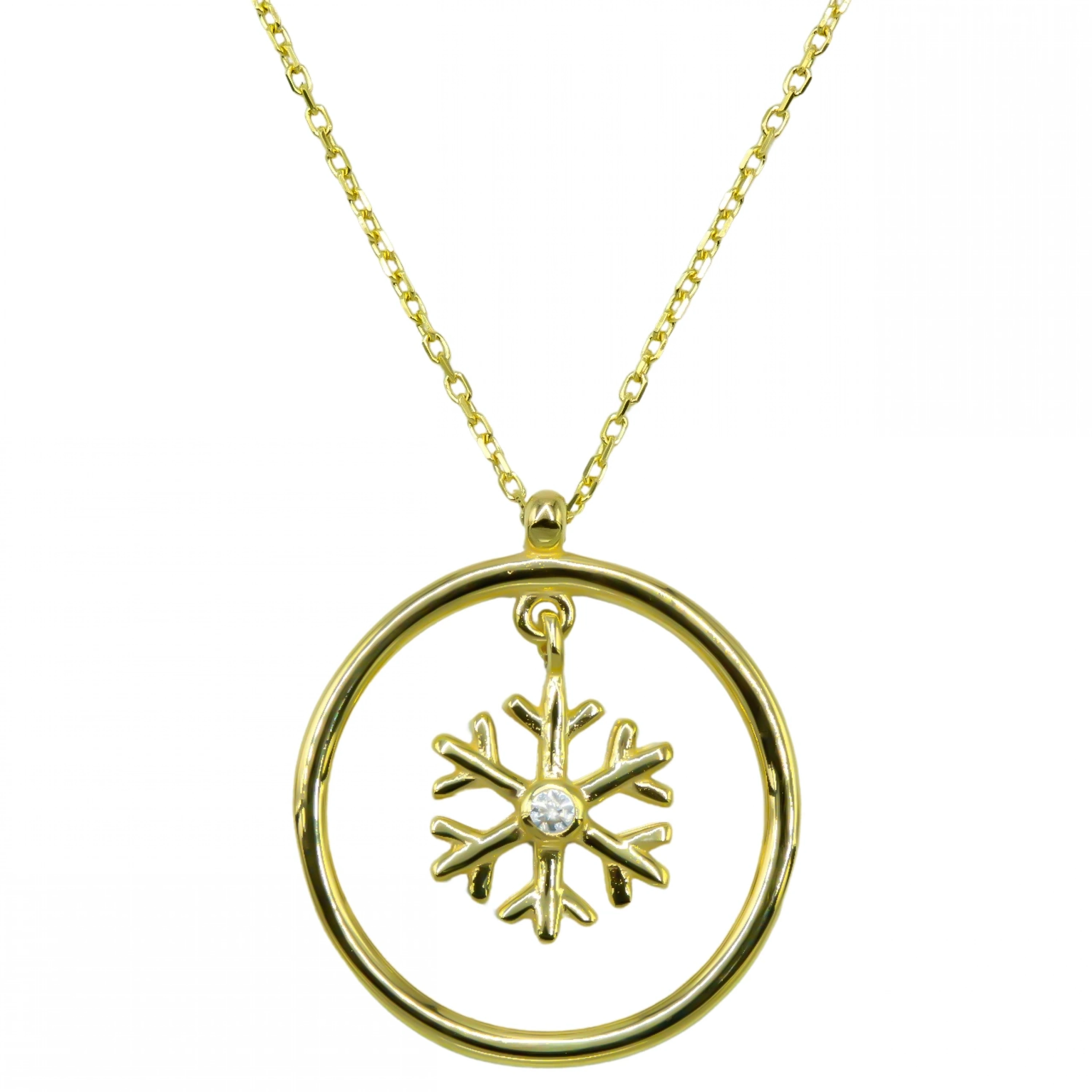 Sallantılı Kar Tanesi 8 Ayar Altın Kolye