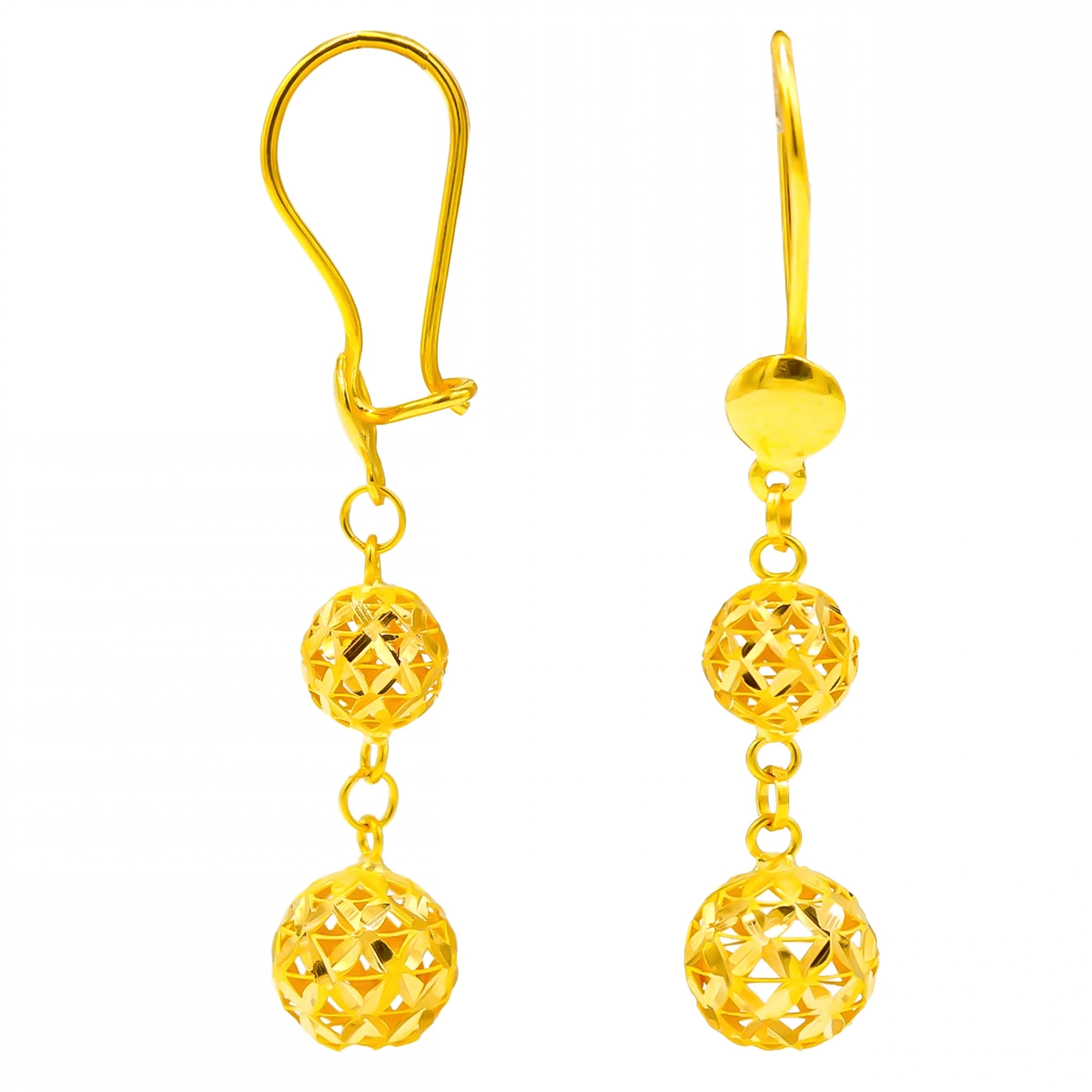 Top Sallantılı 22 Ayar Altın Küpe