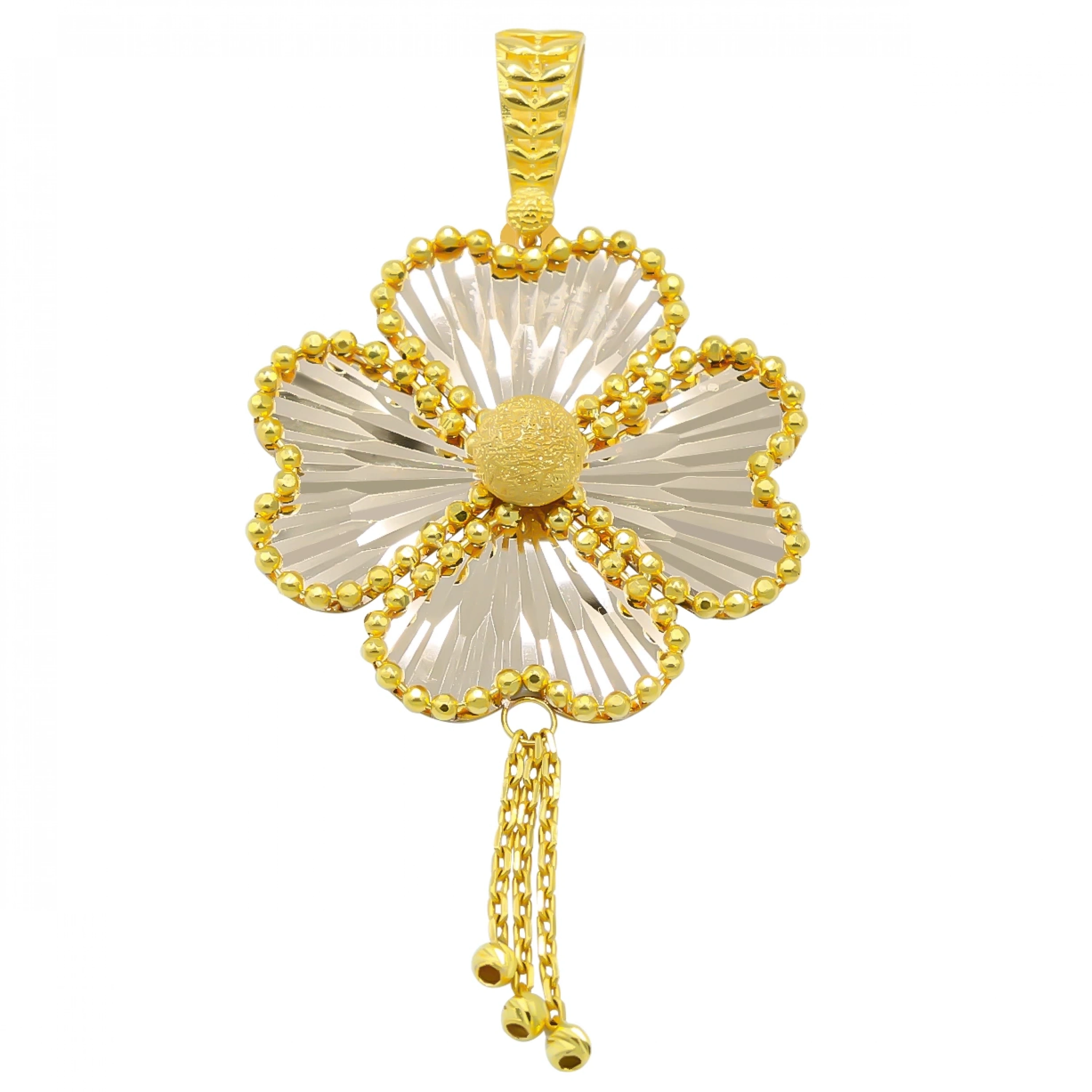 Sarkıntılı Yonca 14 Ayar Altın Kolye Ucu (6 Cm)