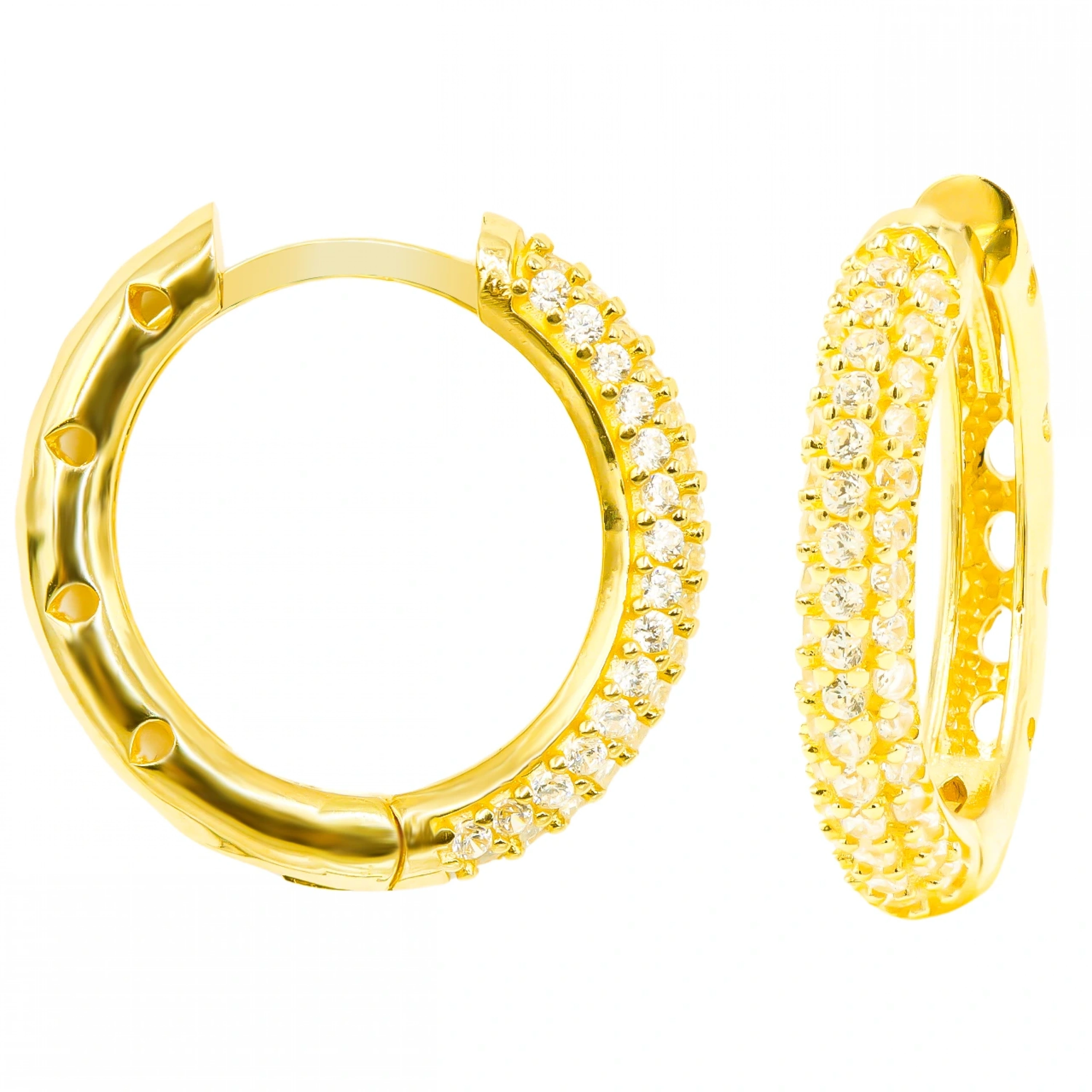 Yarım Tur Taşlı 14 Ayar Altın Küpe