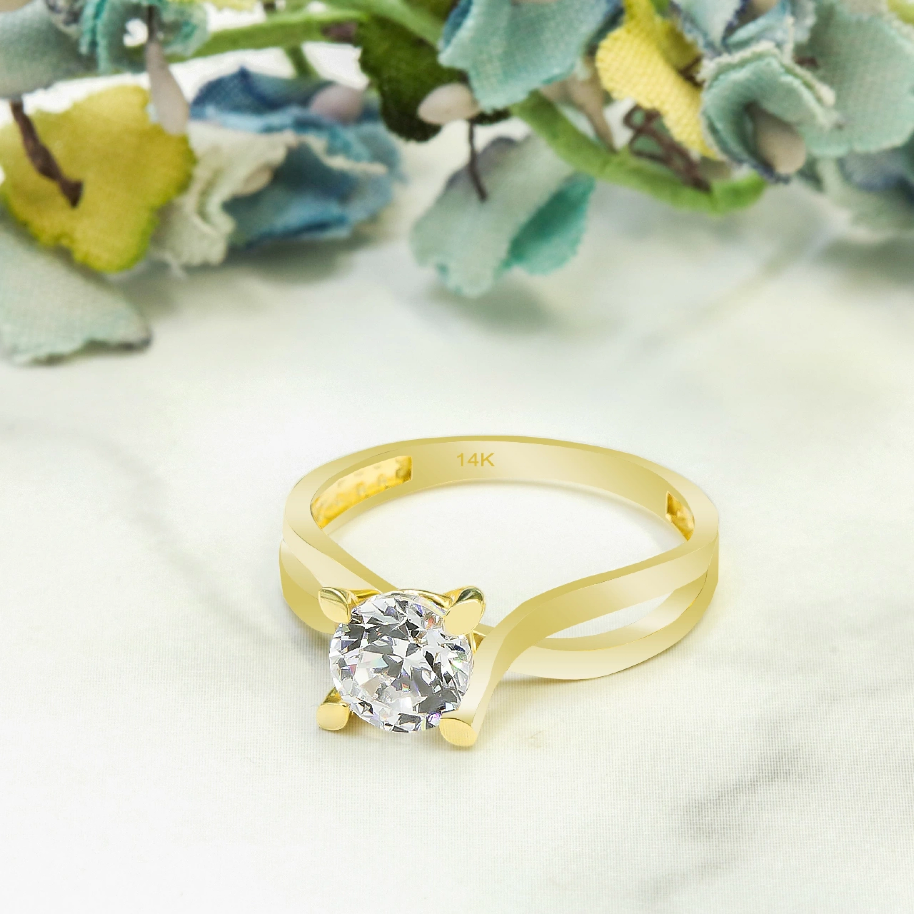 Sarmal Tektaş 14 Ayar Altın Yüzük