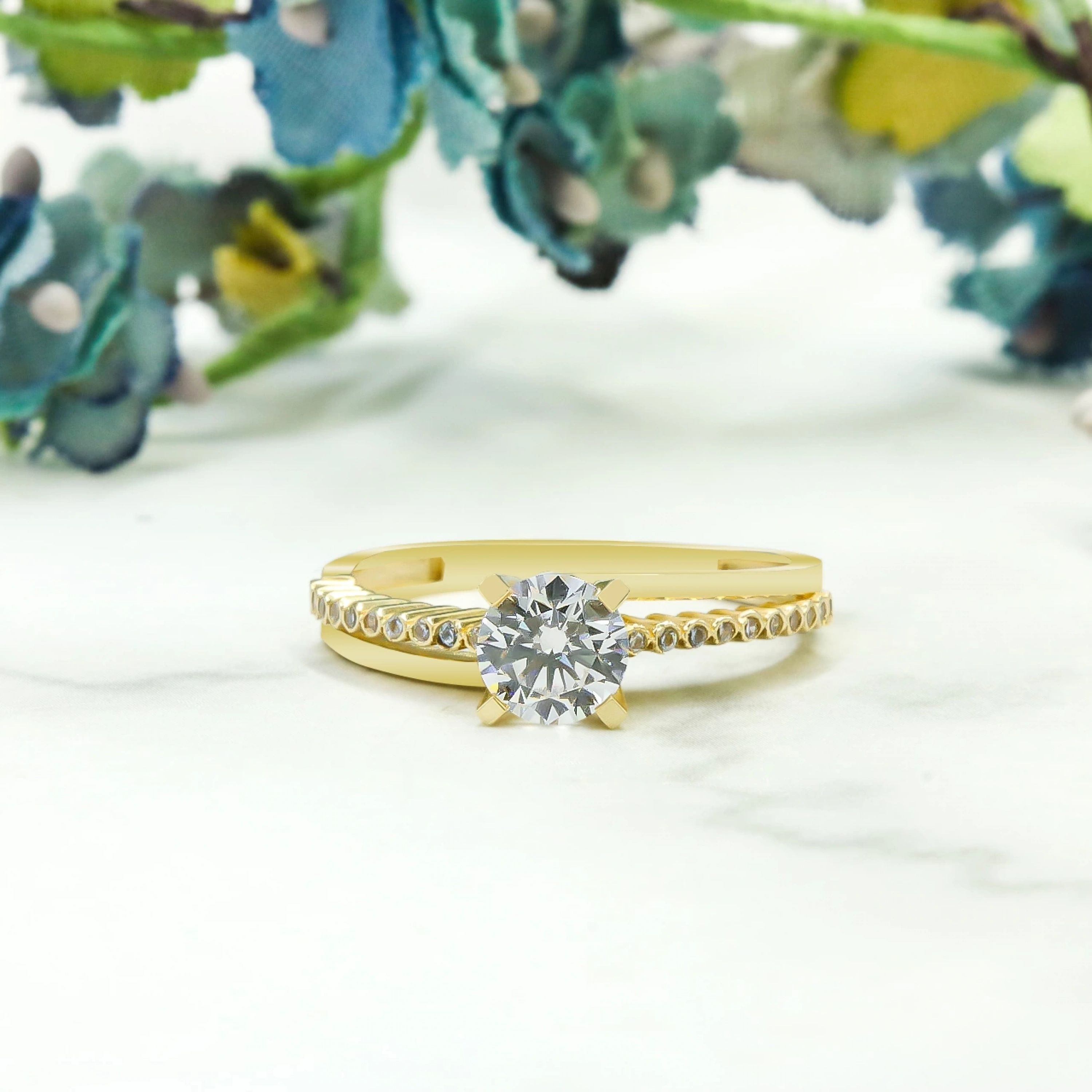 Sarmal Tektaş 14 Ayar Altın Yüzük