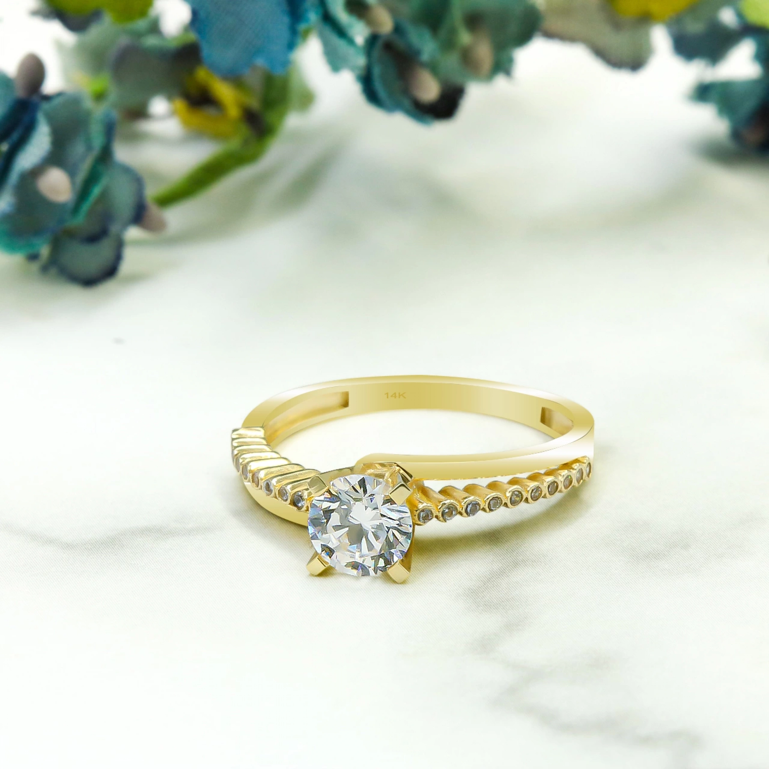 Sarmal Tektaş 14 Ayar Altın Yüzük