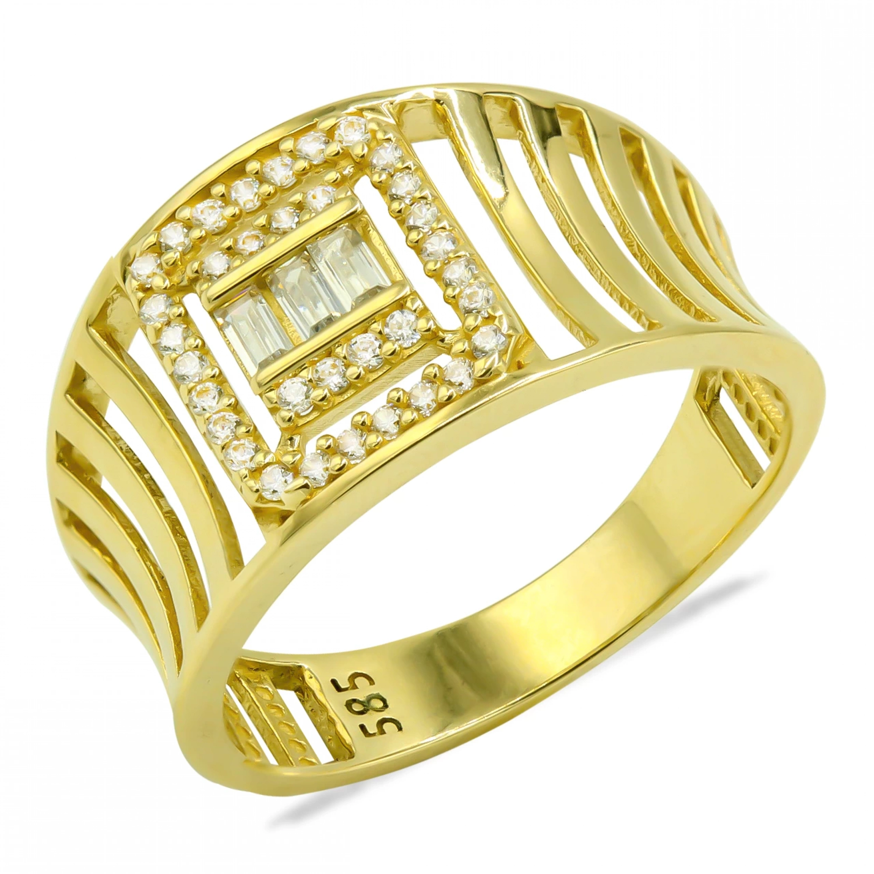 Şeritli Baget 14 Ayar Altın Yüzük