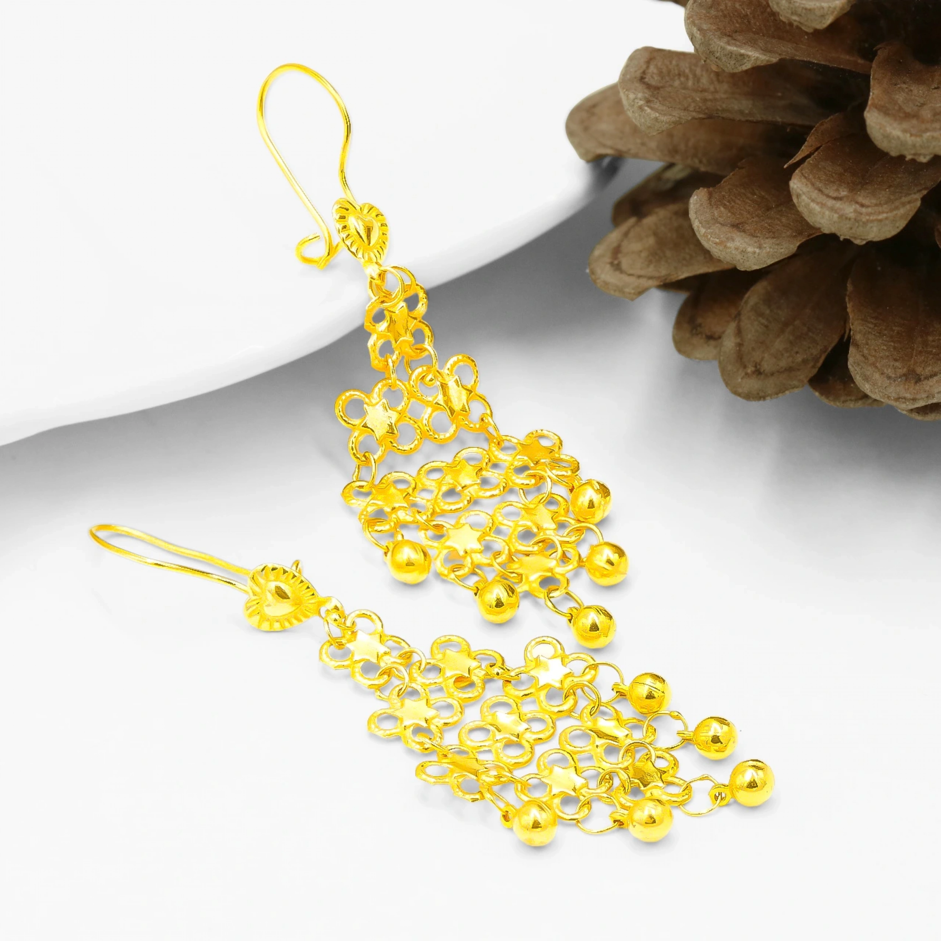 Urfa Akıtma 22 Ayar Sallantılı Altın Küpe