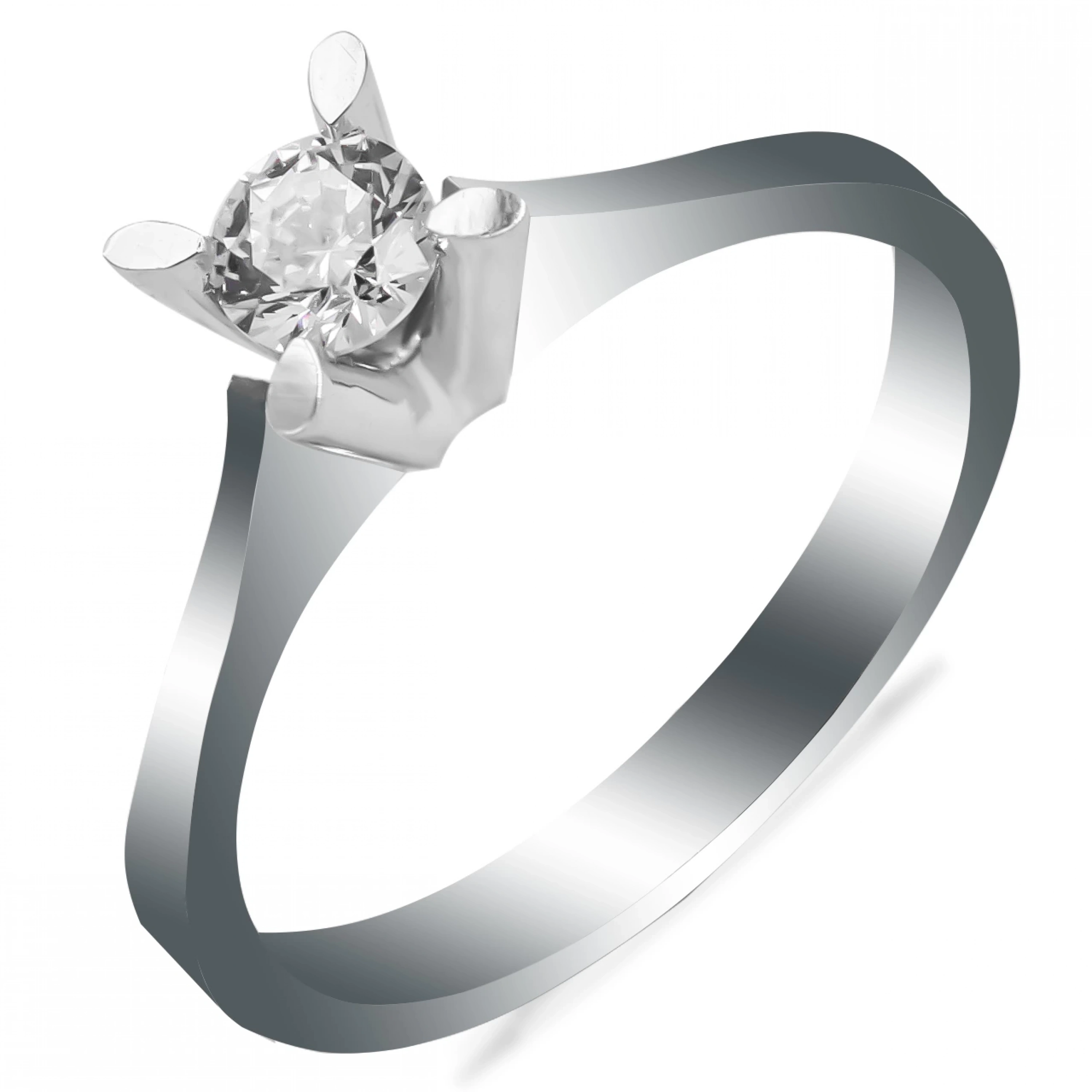 Şık Tasarım Beyaz 14 Ayar Tektaş Altın Yüzük