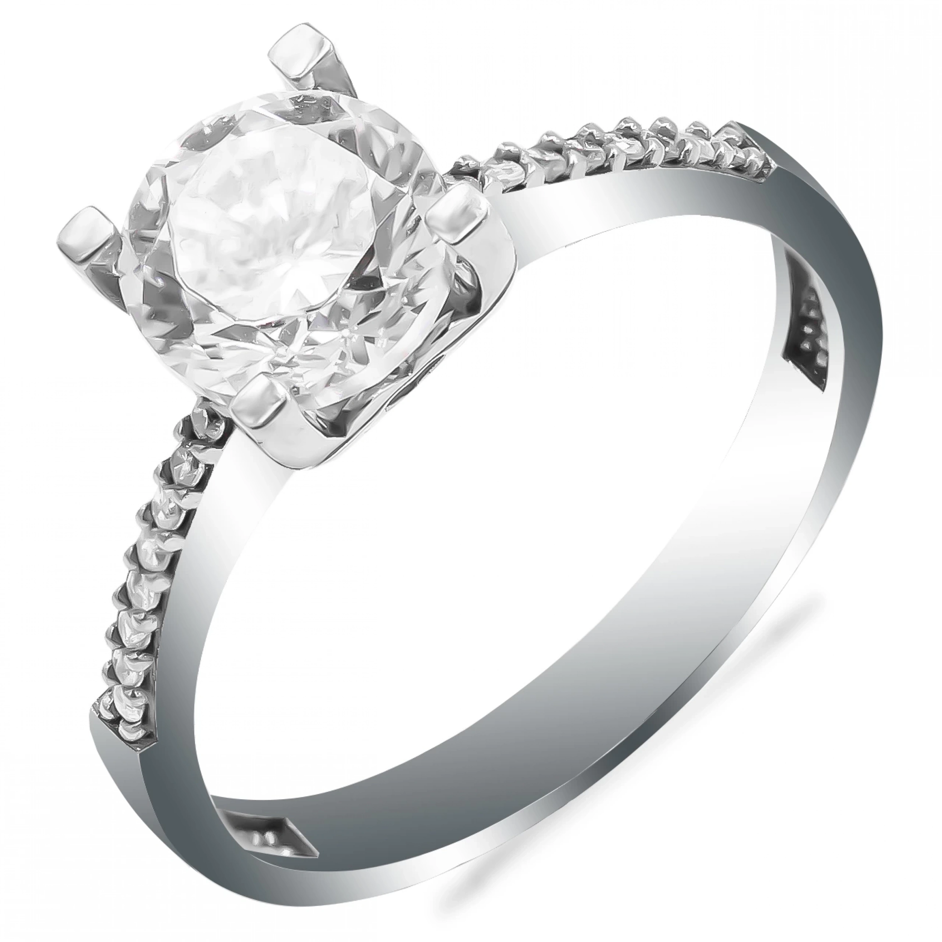 Tasarım Beyaz 14 Ayar Tektaş Altın Yüzük