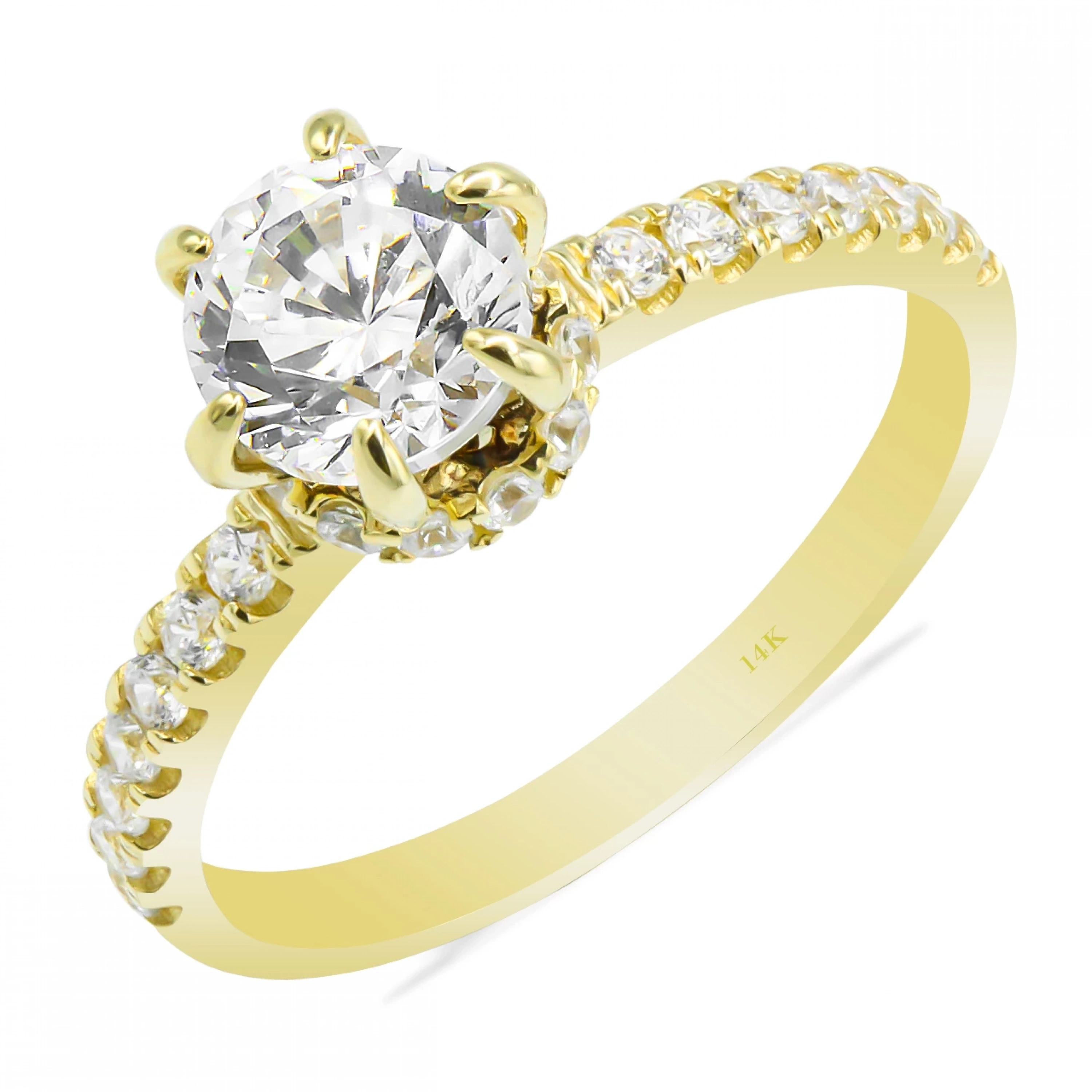 Sıralı Tektaş 14 Ayar Altın Yüzük