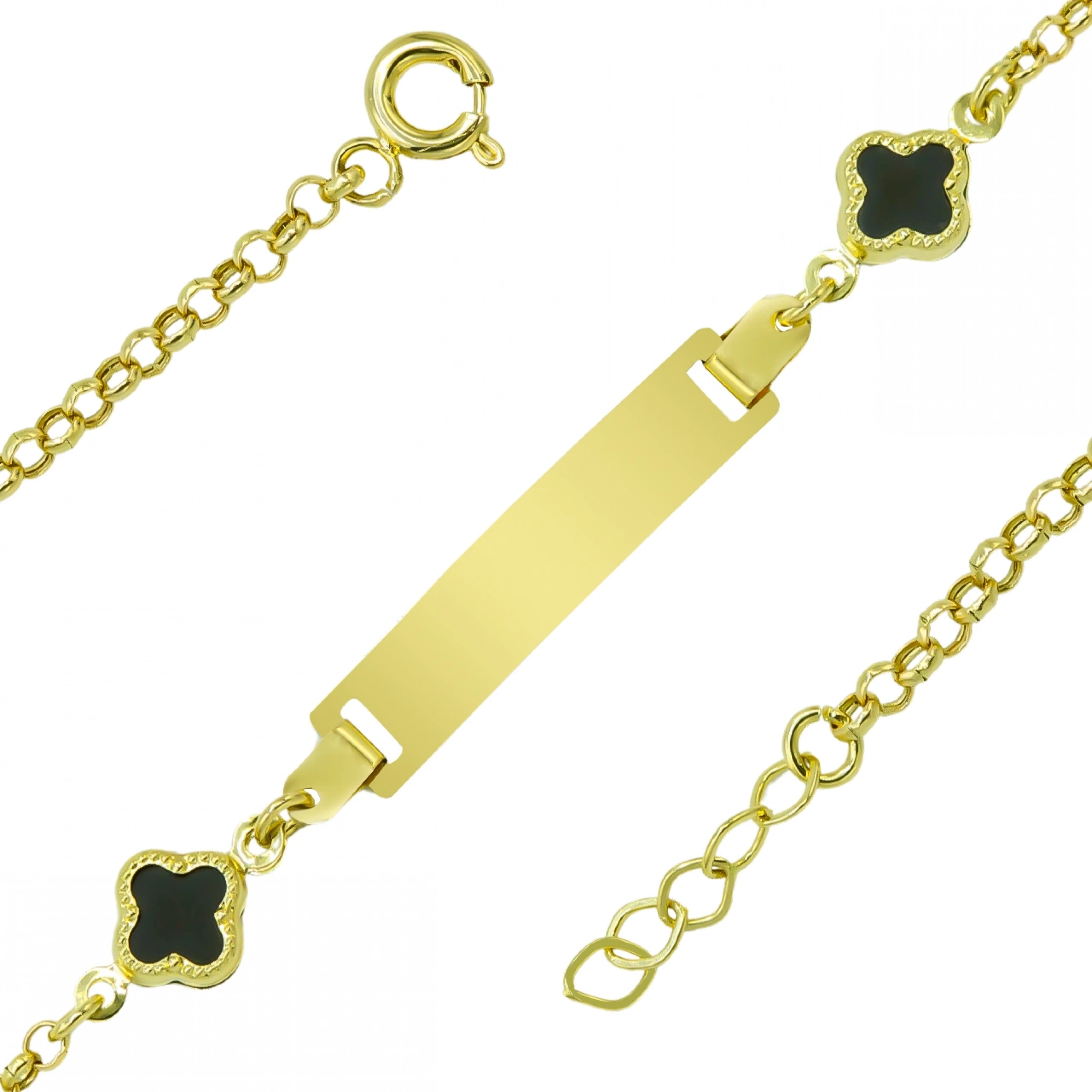 Siyah Yoncalı 14 Ayar Altın Bileklik