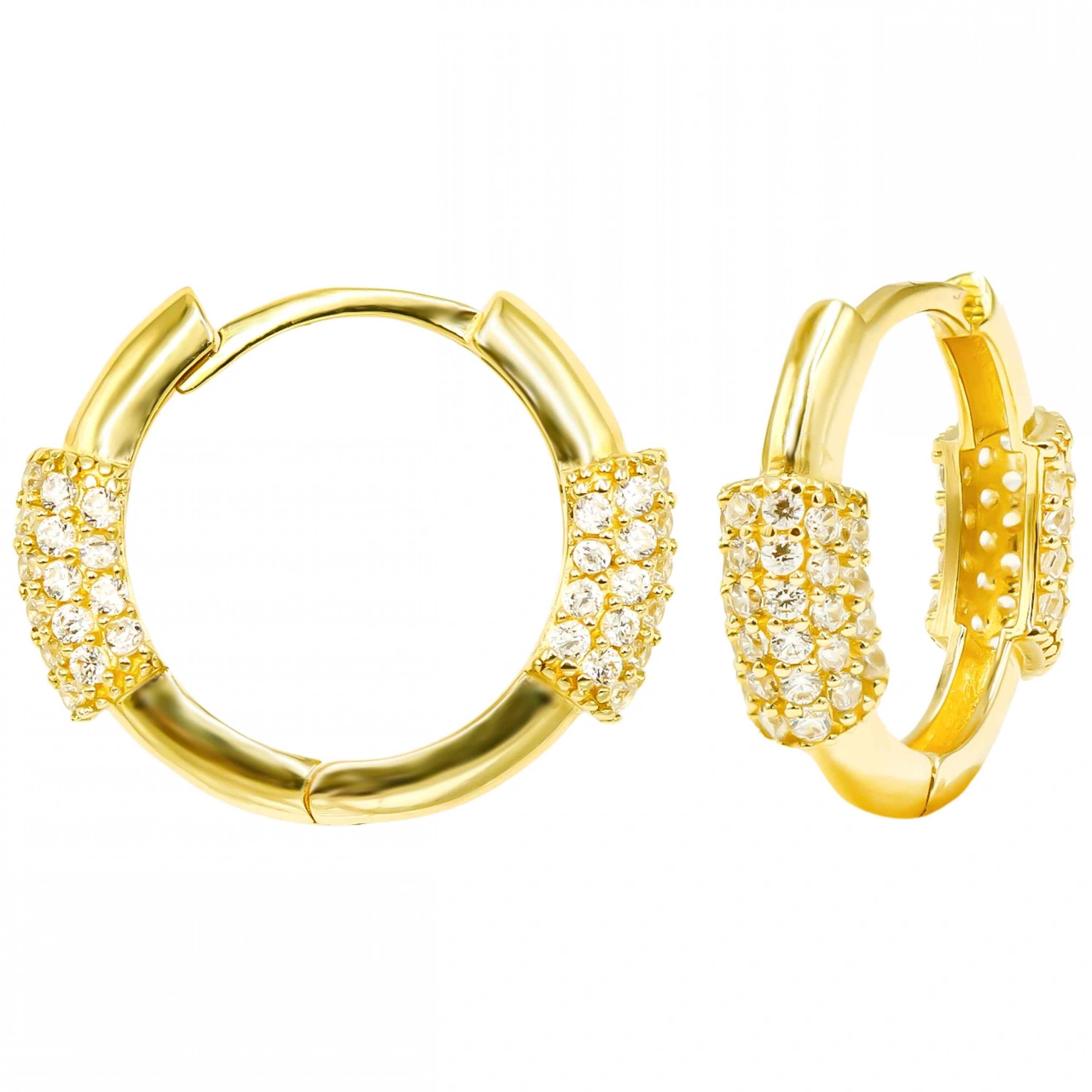 Taşlı 14 Ayar Halka Altın Küpe