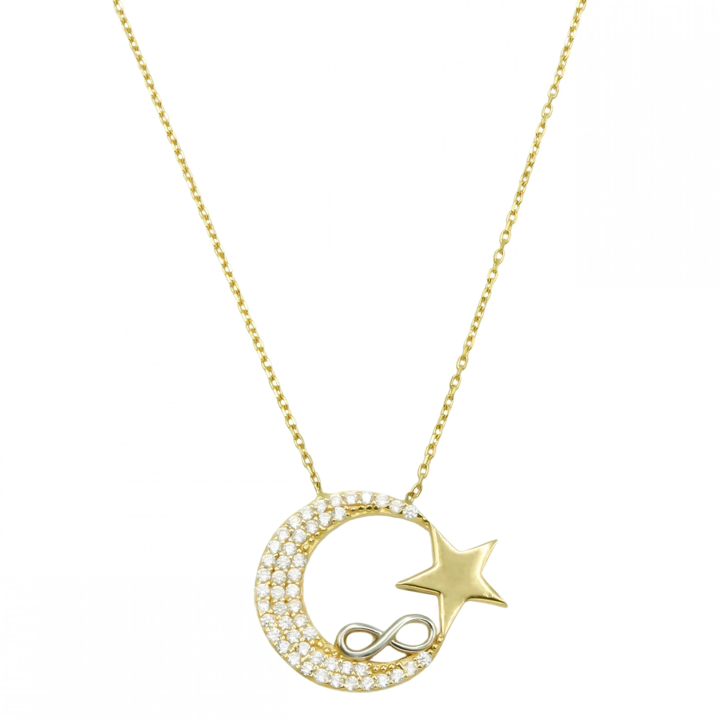Sonsuzluk Ayyıldız 14 Ayar Altın Kolye